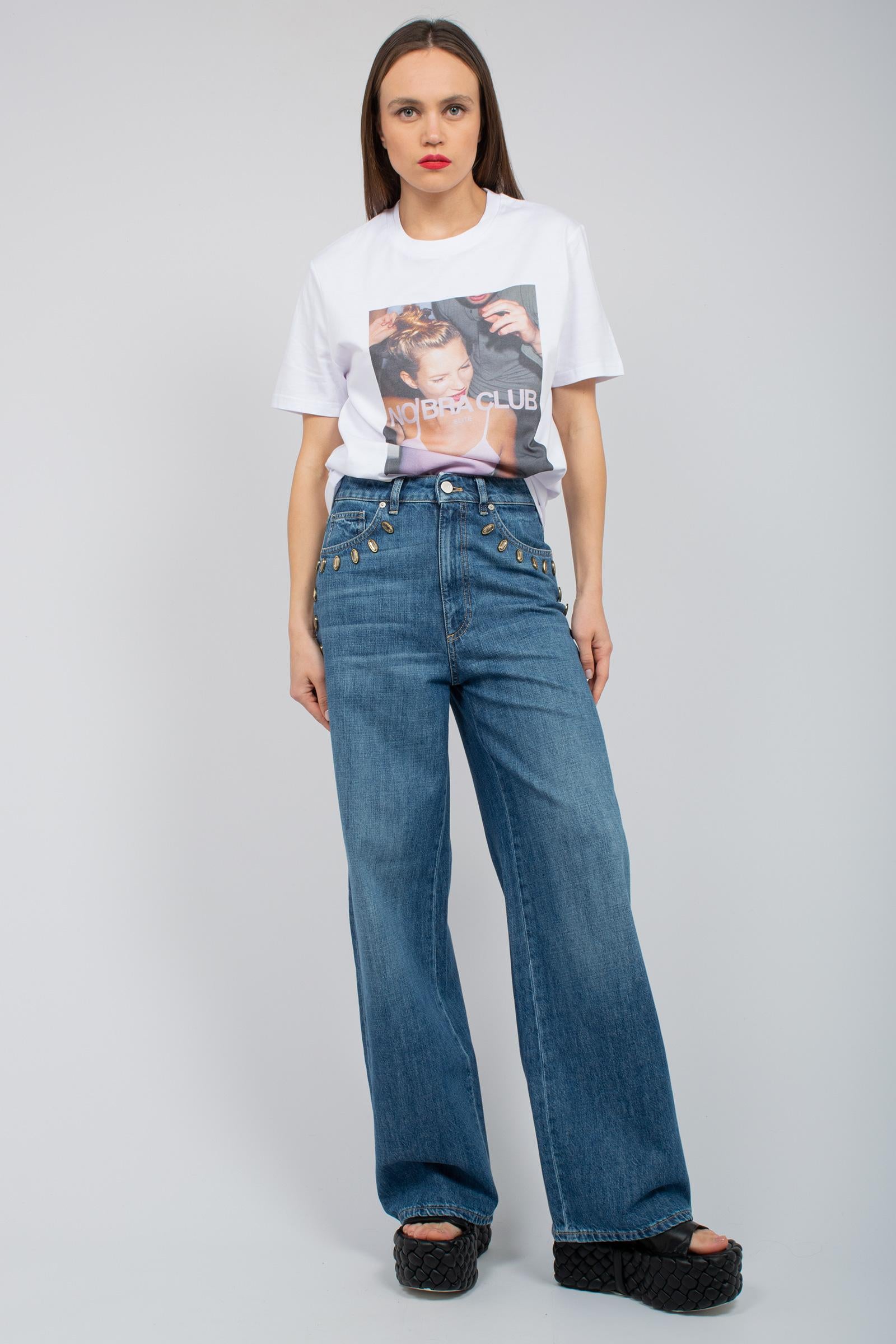 t-shirt in cotone con stampa no bra UTEE840NOKA WHT ELITE 