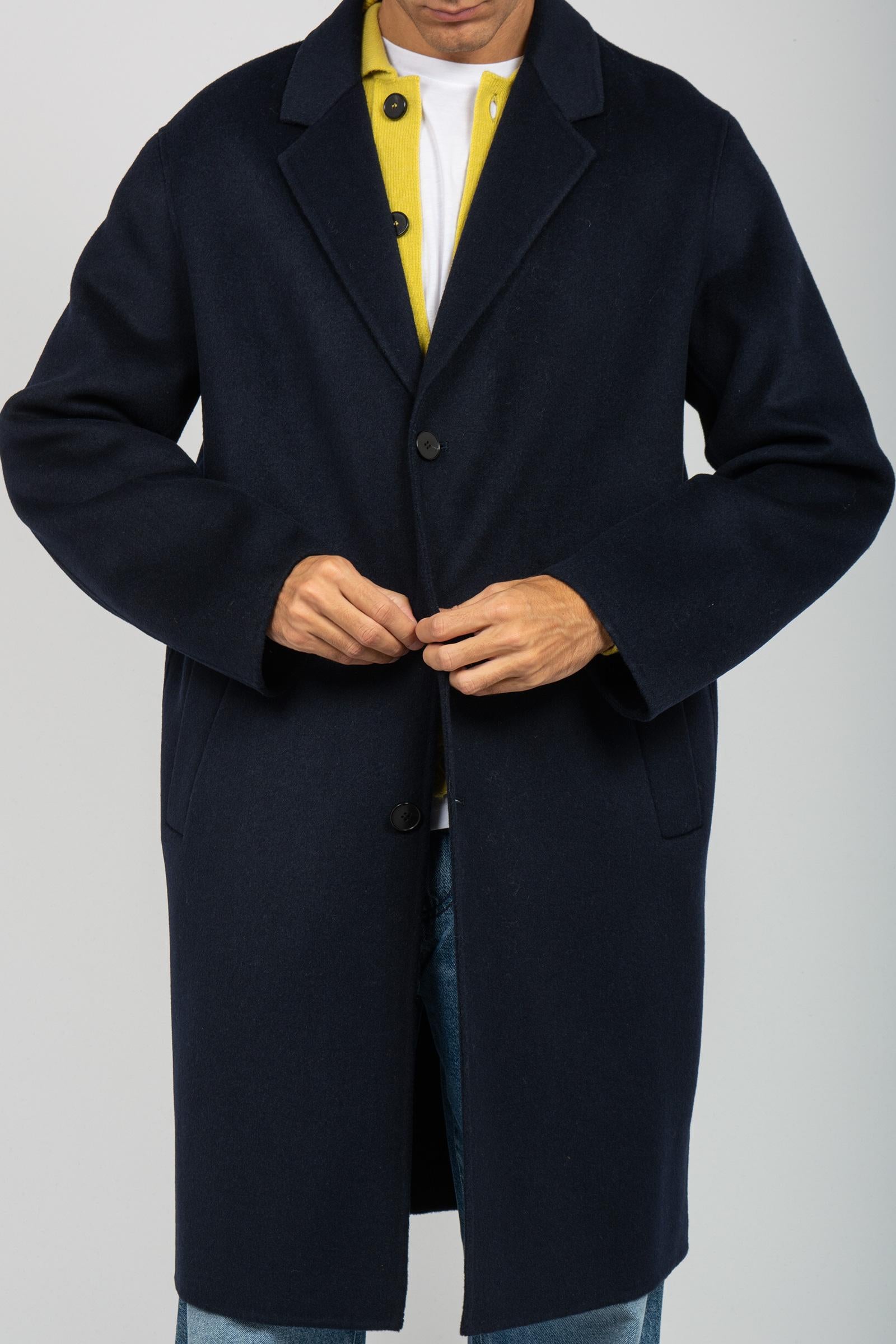 cappotto oversize in panno di lana B6F0022 NAVY AMARANTO 