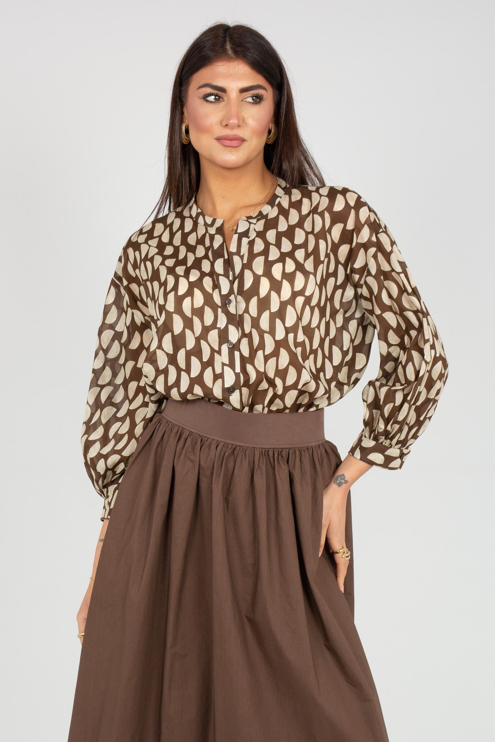 camicia in cotone stampato S7420B3721 345 ROSSO 35 