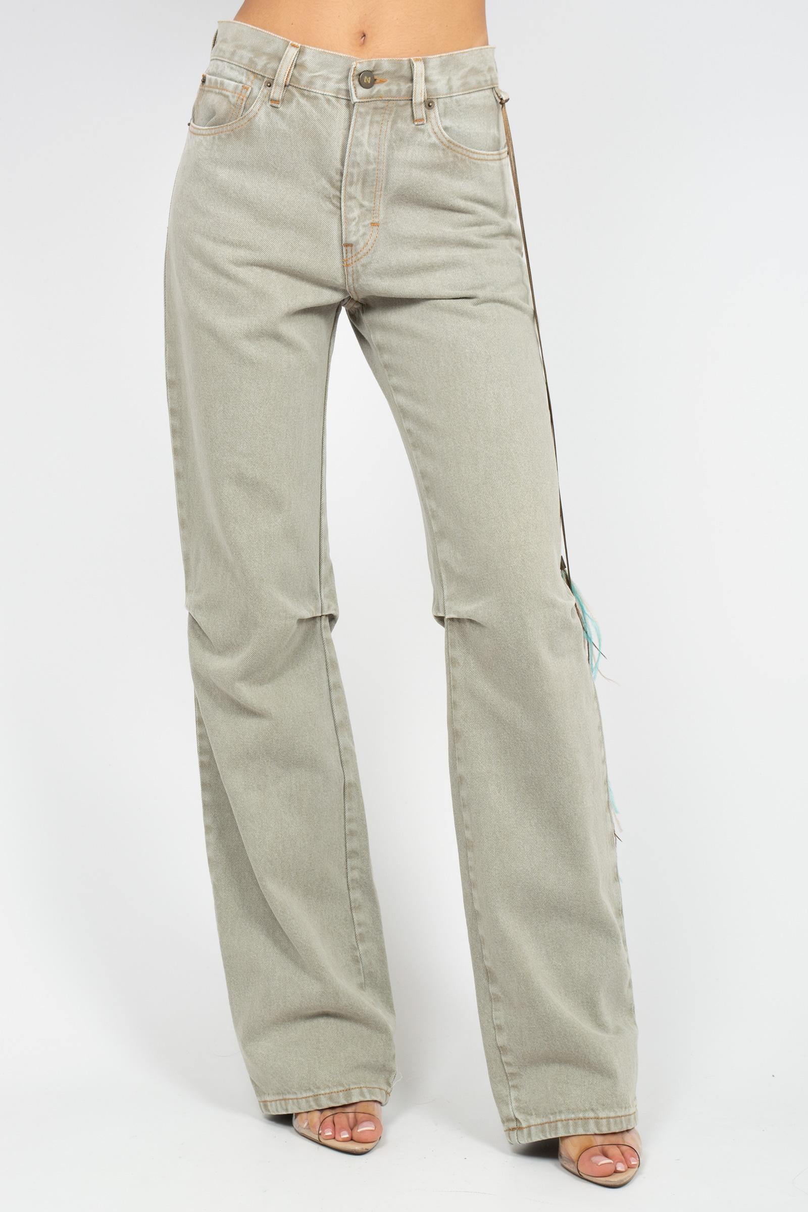 denim effetto sabbiato con piuma 0526138 SABBIA NOEL MAGGINI 