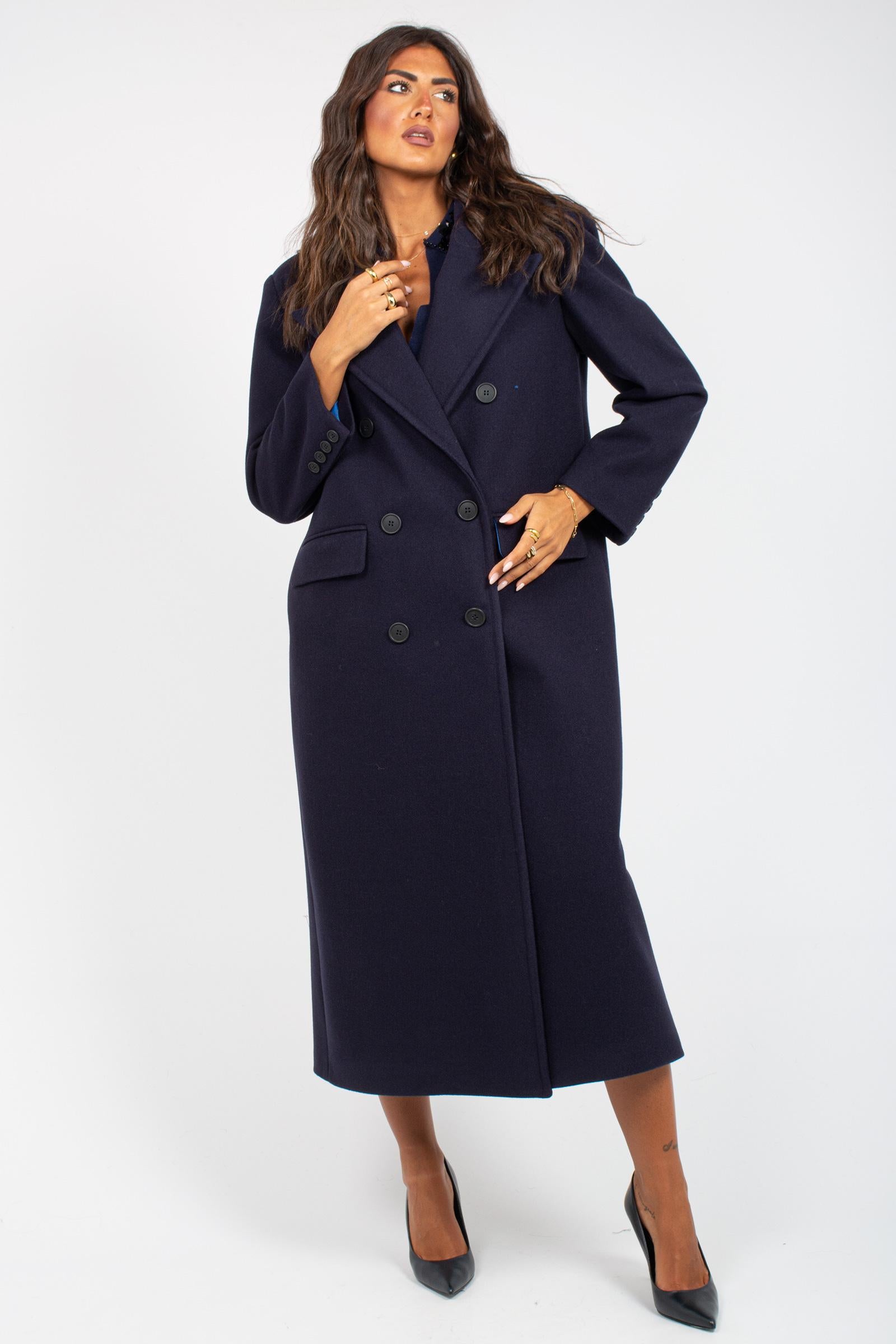 cappotto oversize doppio petto CT476ARTCP025 BLUE ACTUALEE 