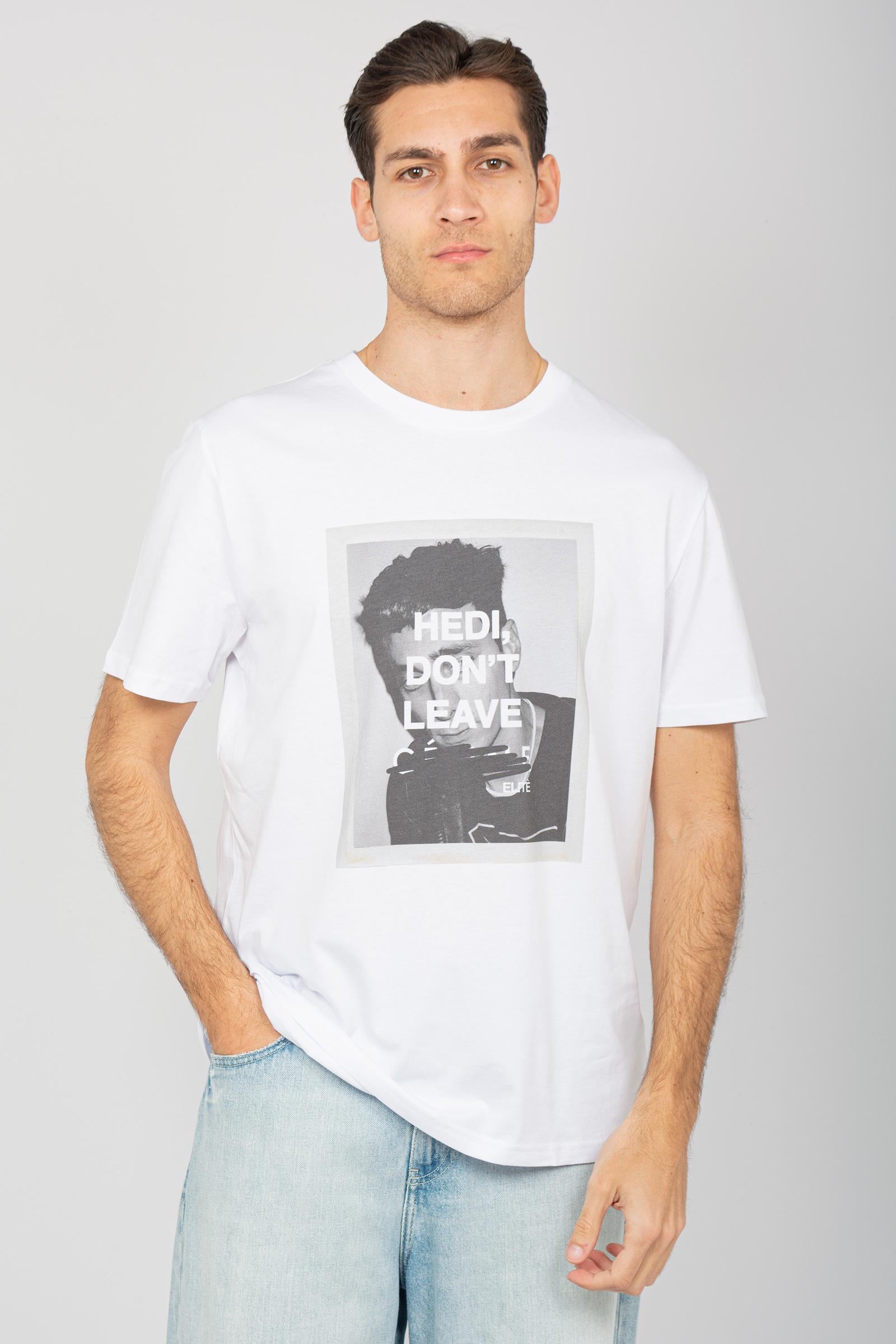 t-shirt in cotone con stampa hedi slimane UTEE808HEDI WHT ELITE 