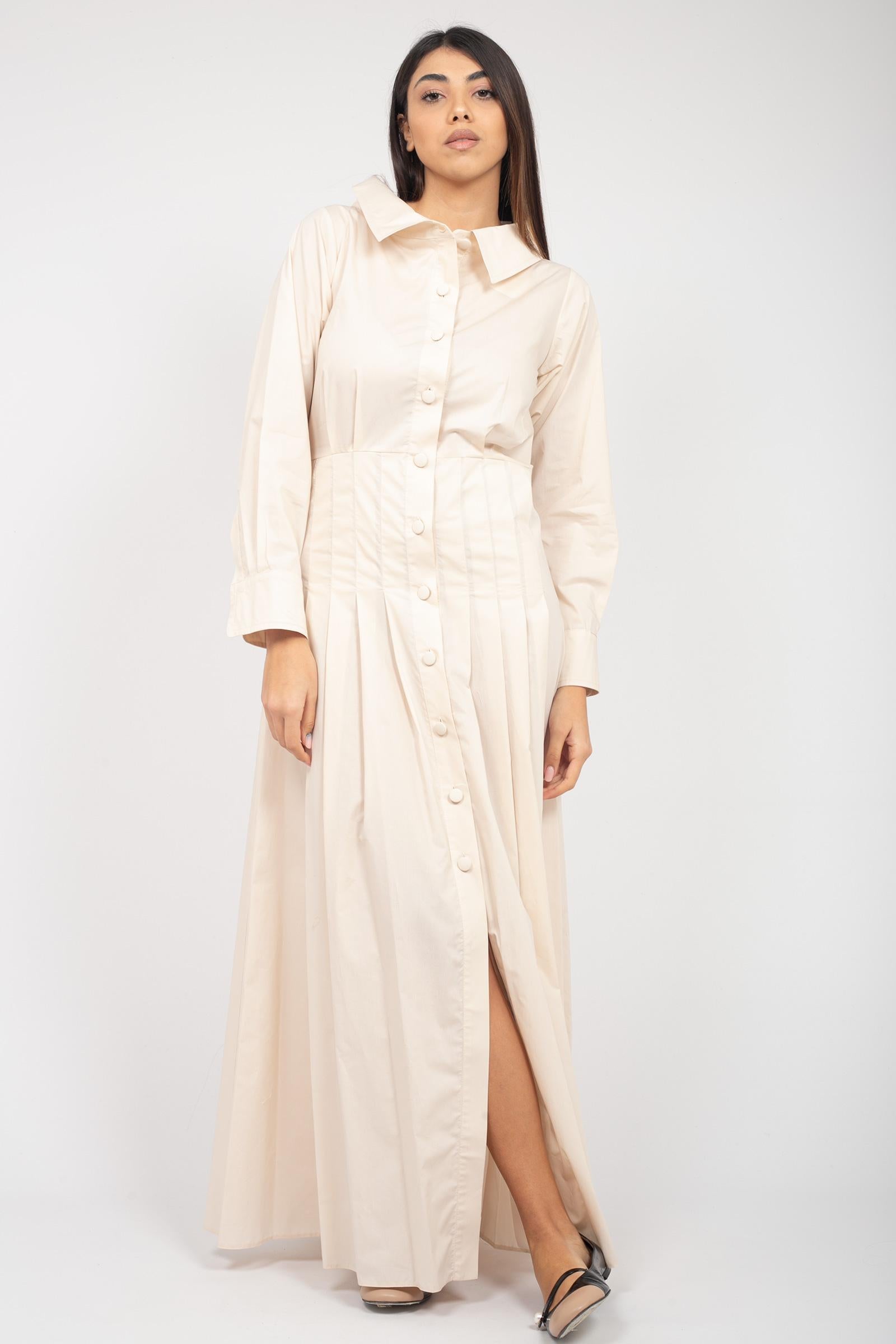 abito lungo in cotone AB4022ART14199 BEIGE ACTUALEE 