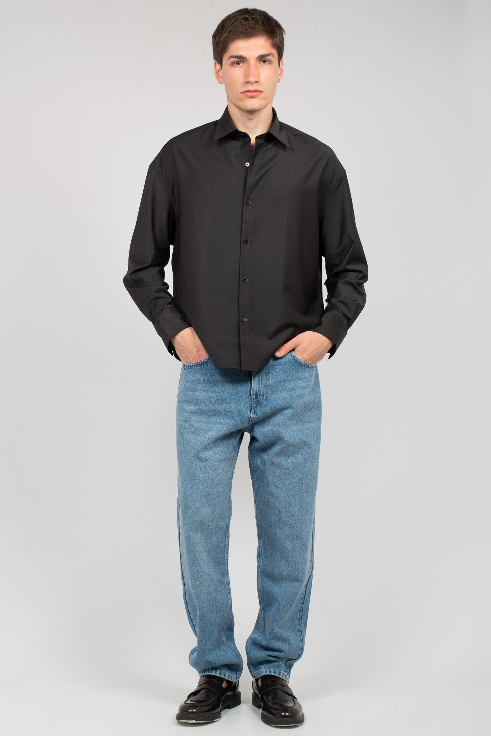 camicia oversize in misto lana 850400 BLACK STUDIO SEIDENSTICKER 