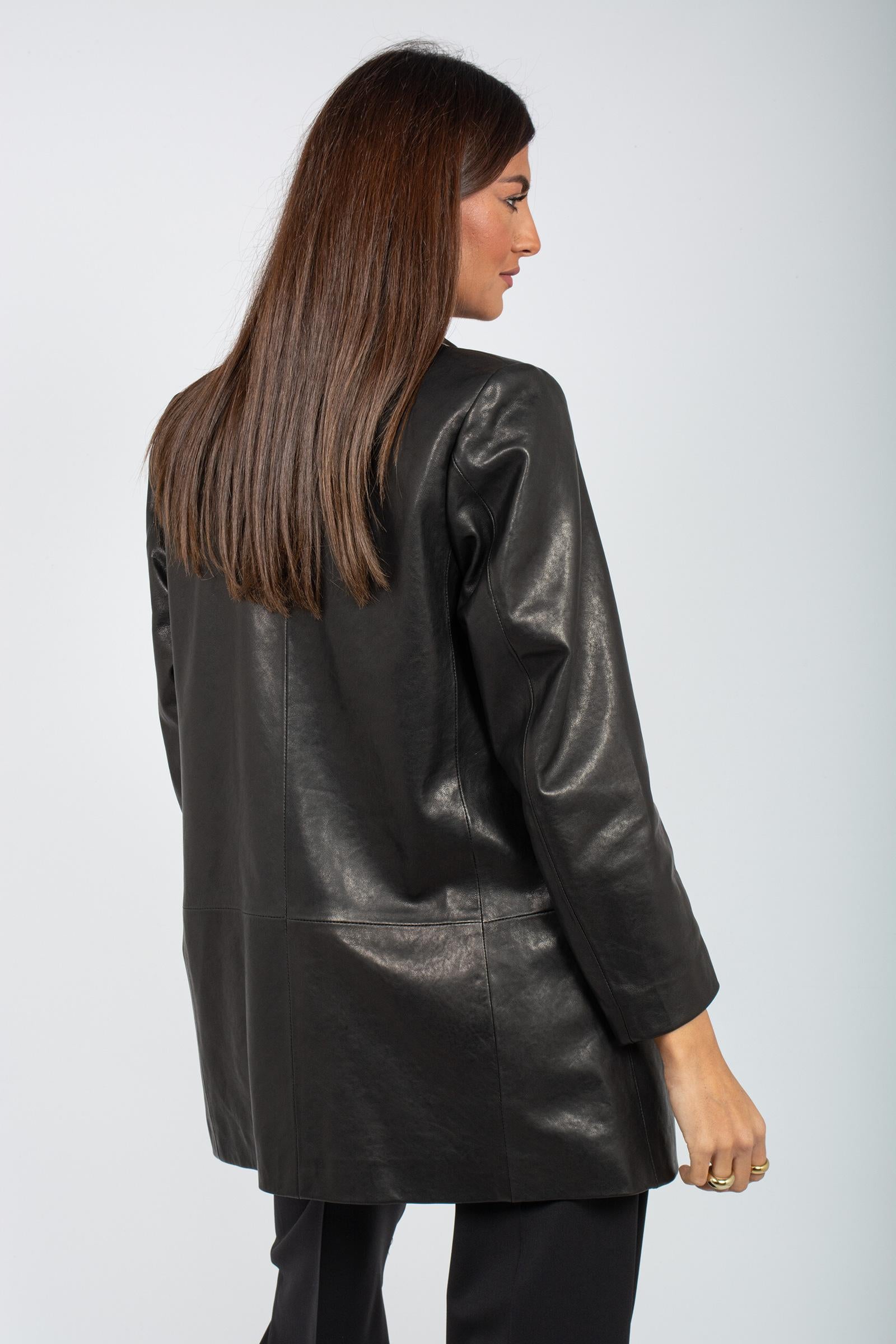 giacca in pelle naturale MARIANNA NERO THE AL 