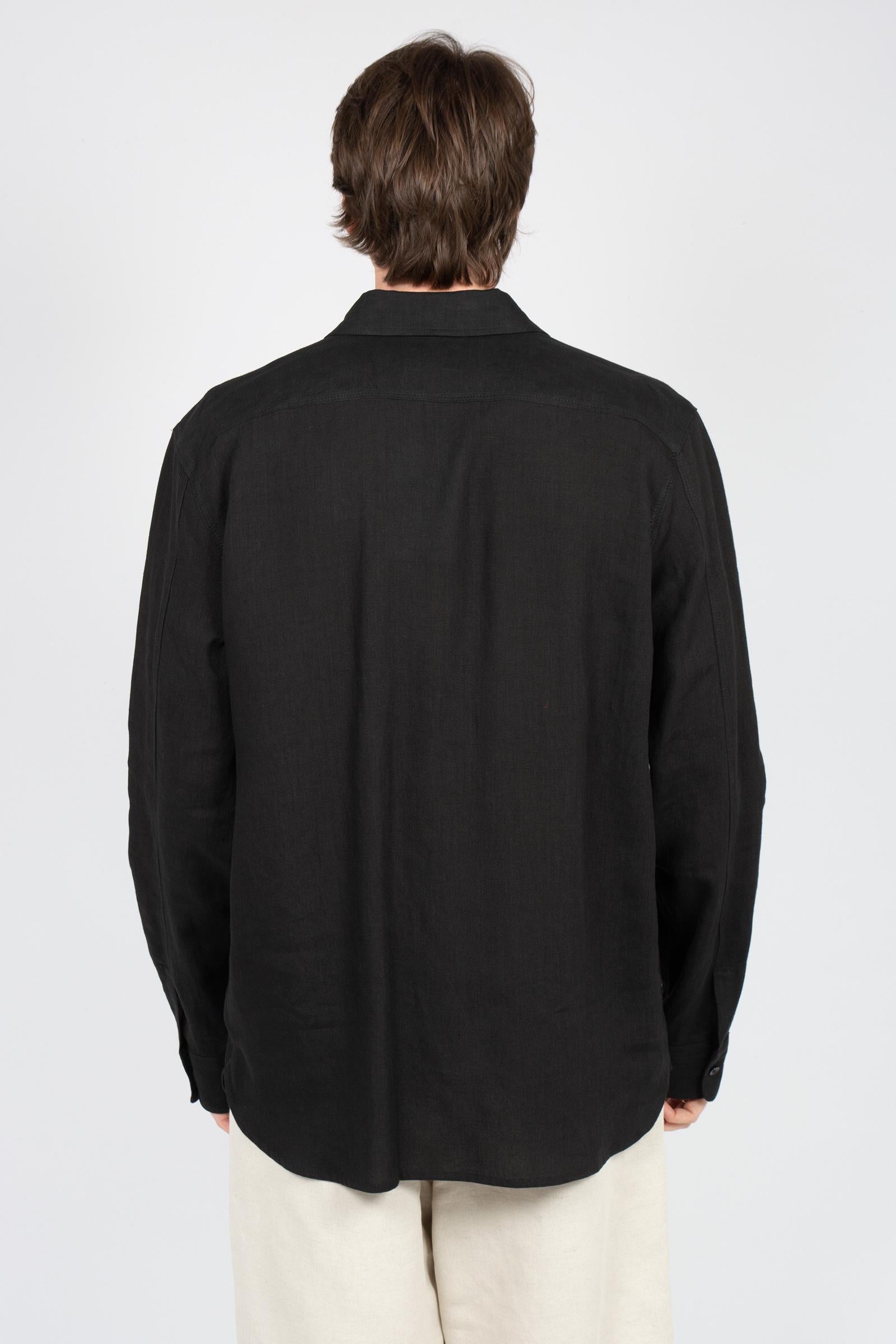 camicia oversize in lino B6AB0018 BLACK AMARANTO 