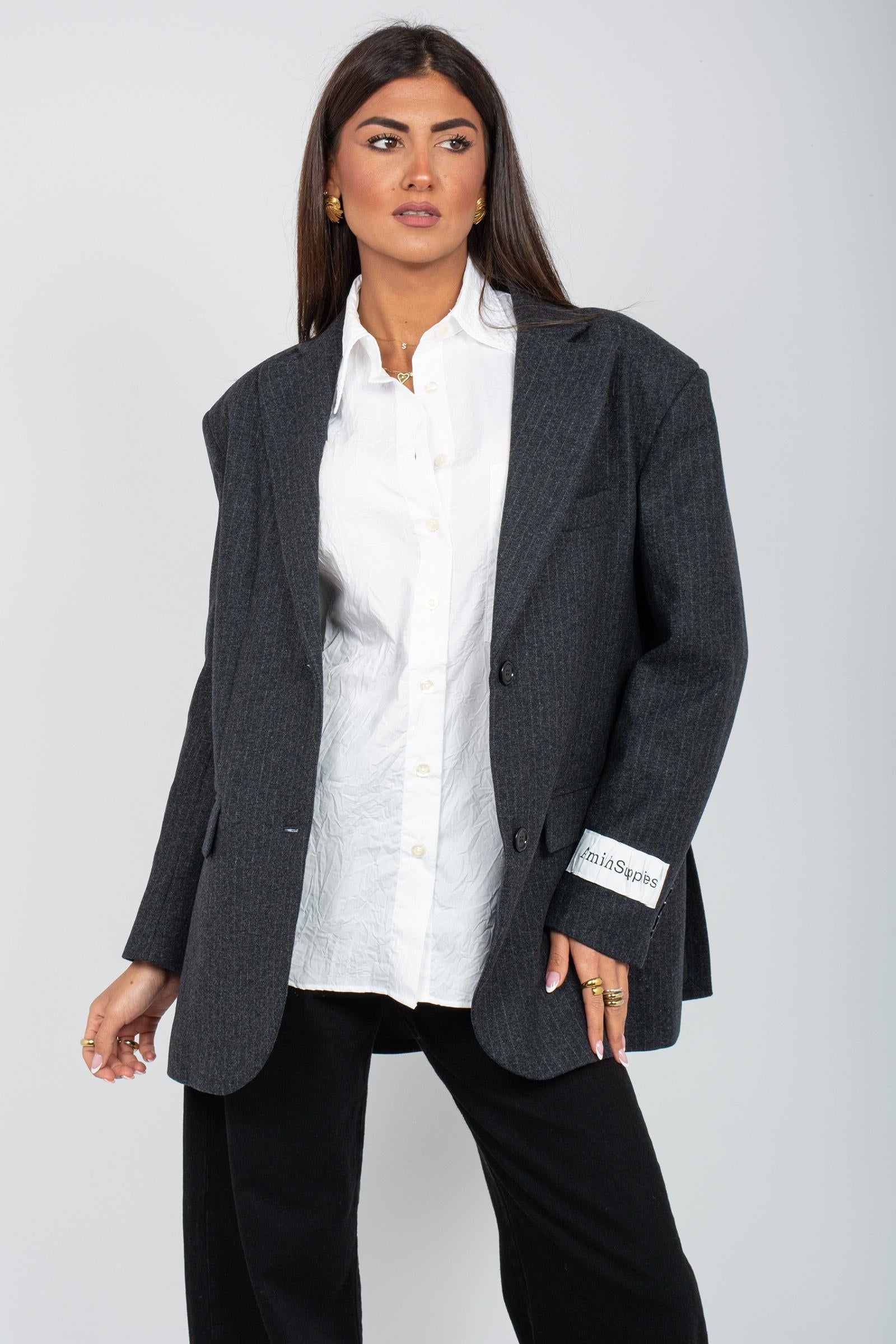 giacca oversize gessata AMD167CN95XXXX C0052 AMISH 