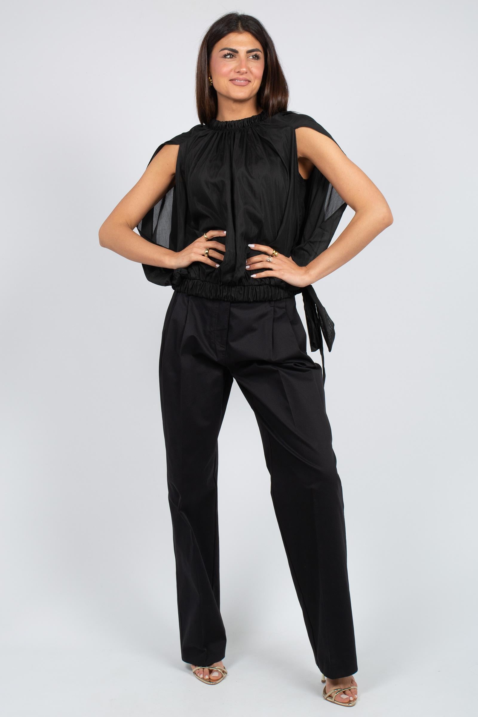 pantalone ampio in cotone 'sofia' Y6SO22 Y69 SEMICOUTURE 