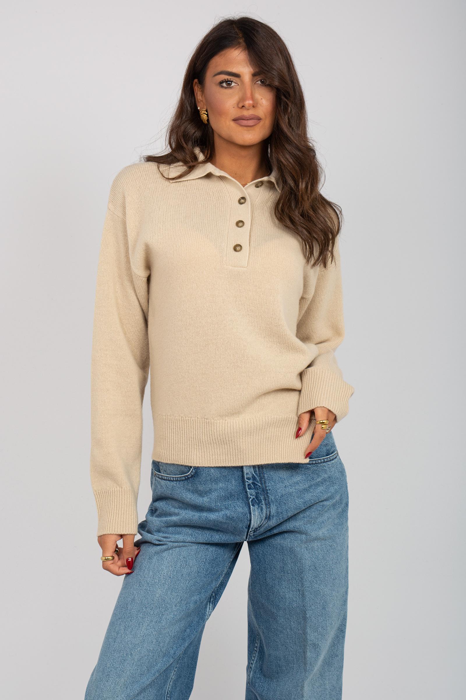 polo in lana con fianco twist 0225H0005 11 3311 