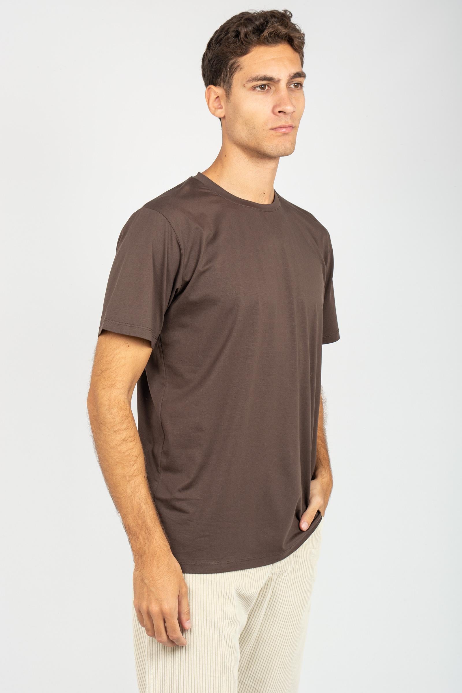 t-shirt in cotone B6F0049 MORO AMARANTO 