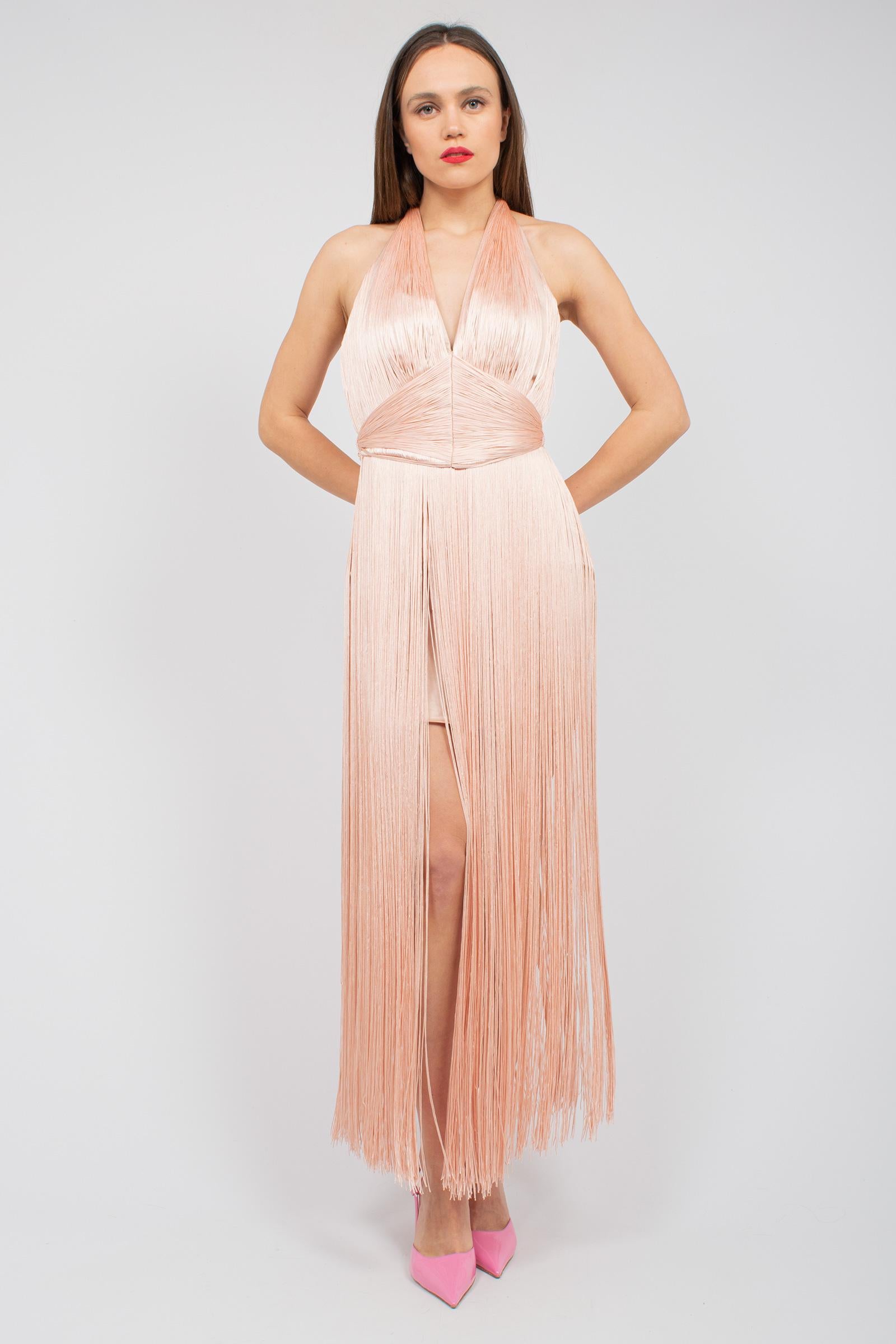 abito con frange all over 'sahara' RO057 BLUSH ROSANNA OCAMPO 