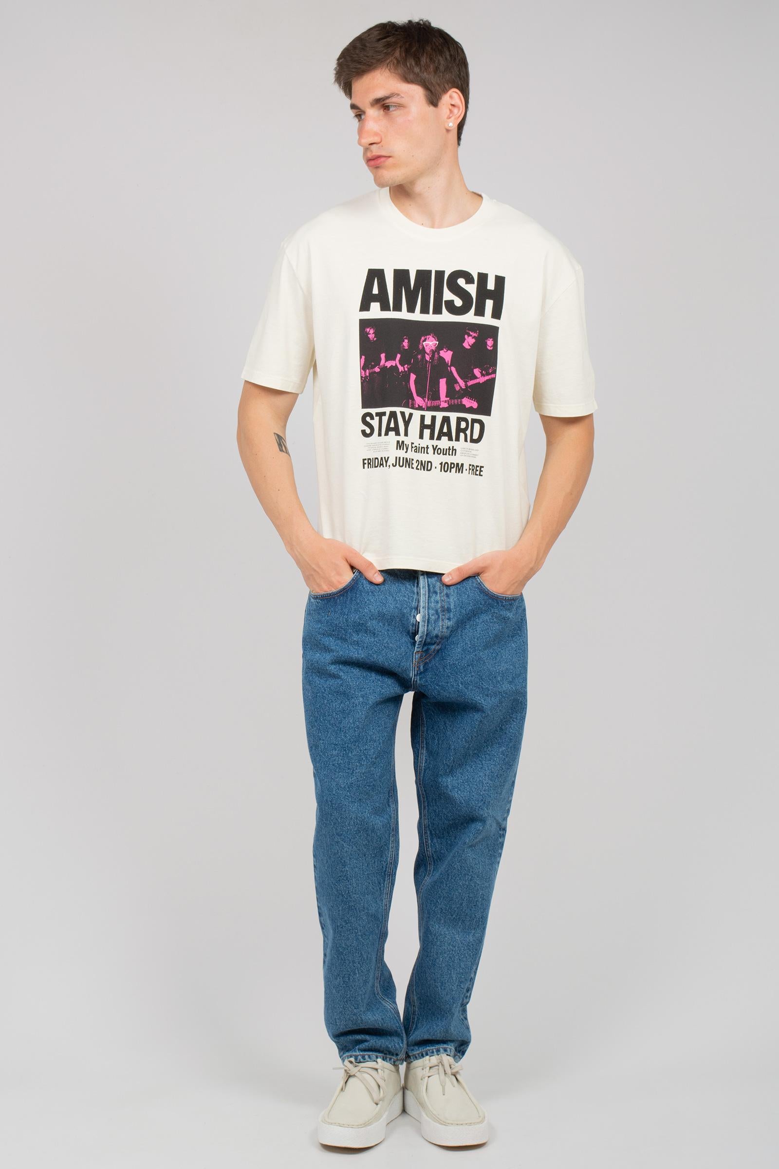 t-shirt cropped in cotone AMU144CR610569 C0087 AMISH 