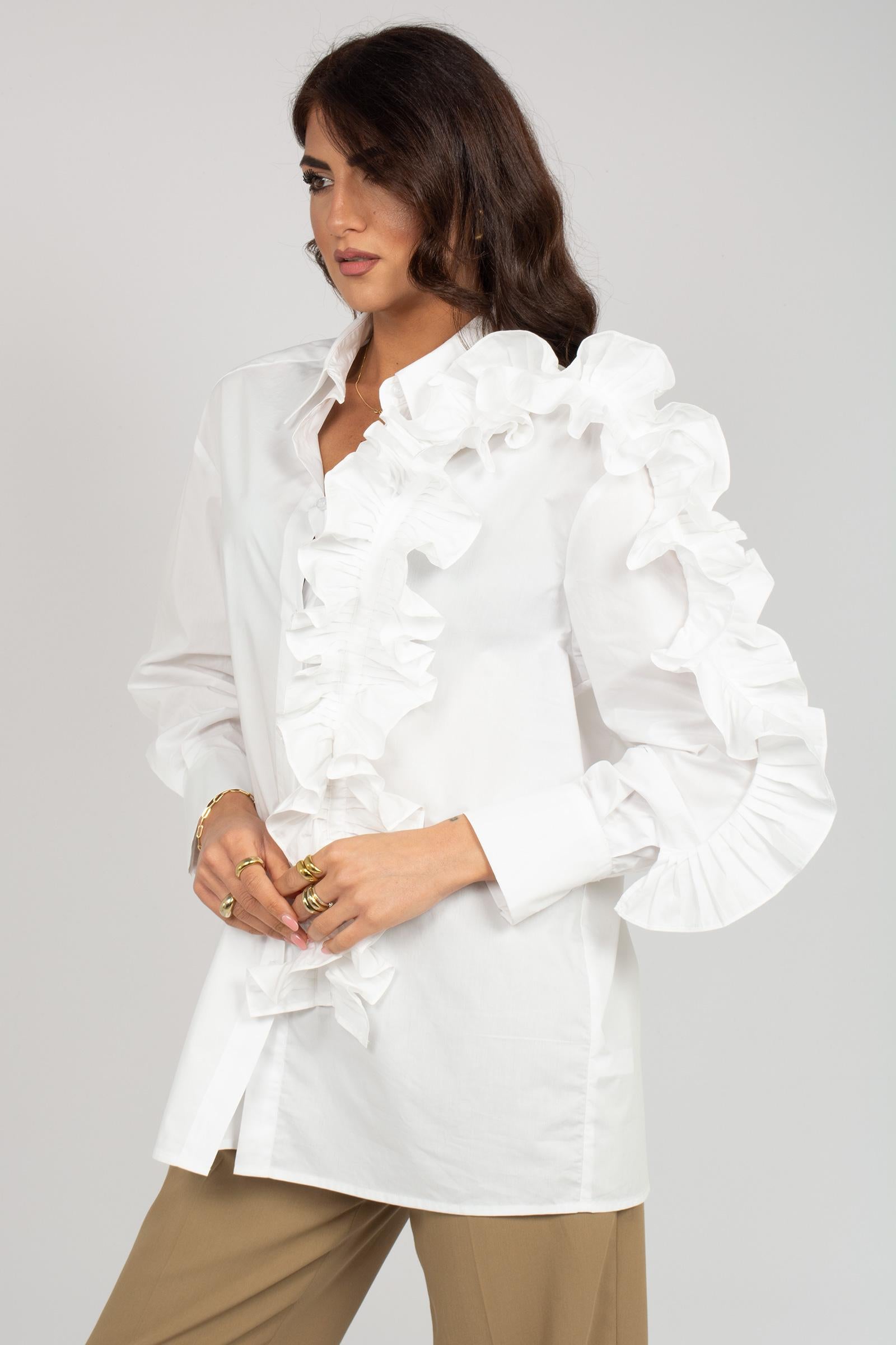 camicia in popeline di rouche S26SL16 W116 WEILI ZHENG 