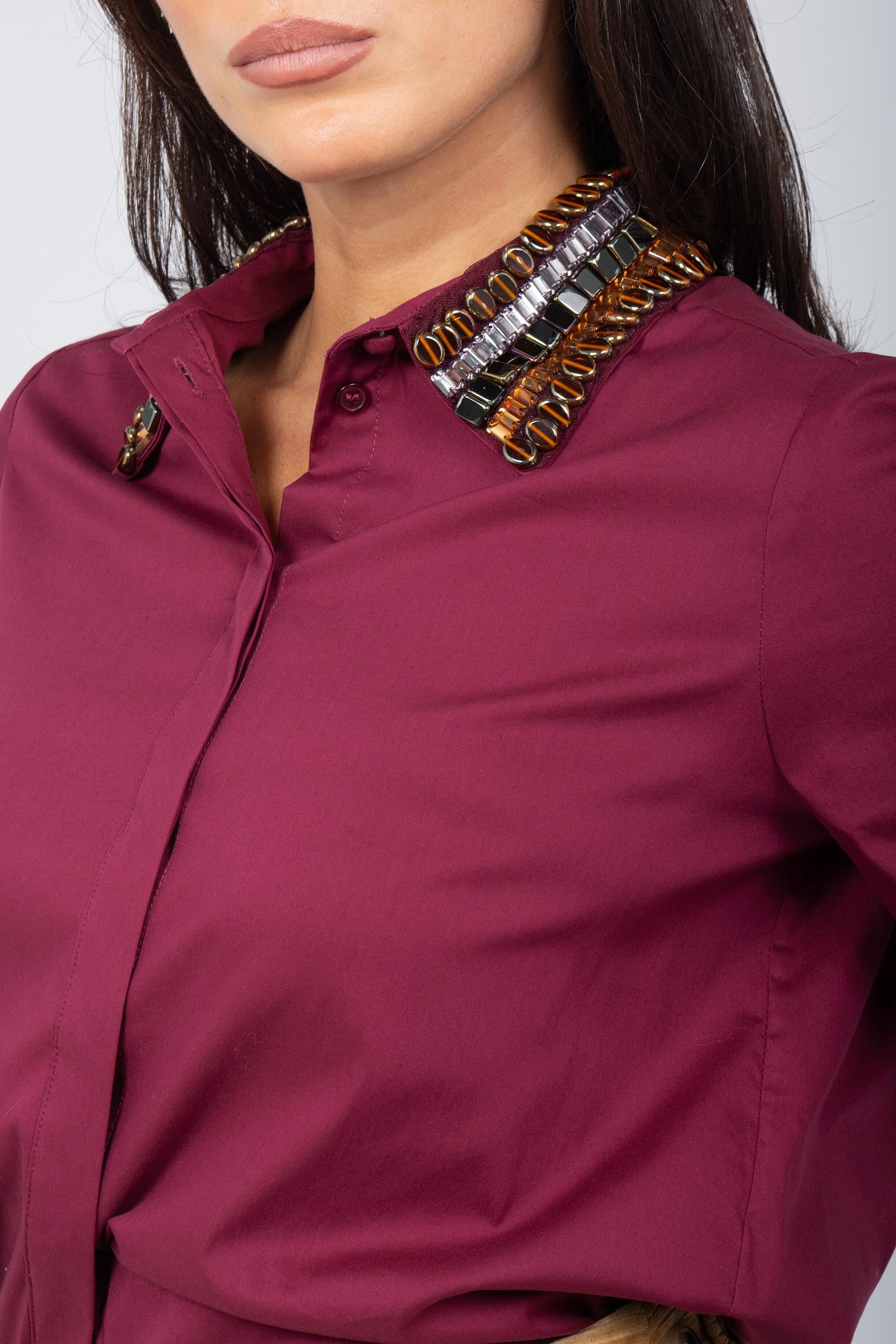 camicia a righe con ricami JM556415212 33B10 MALIPARMI 