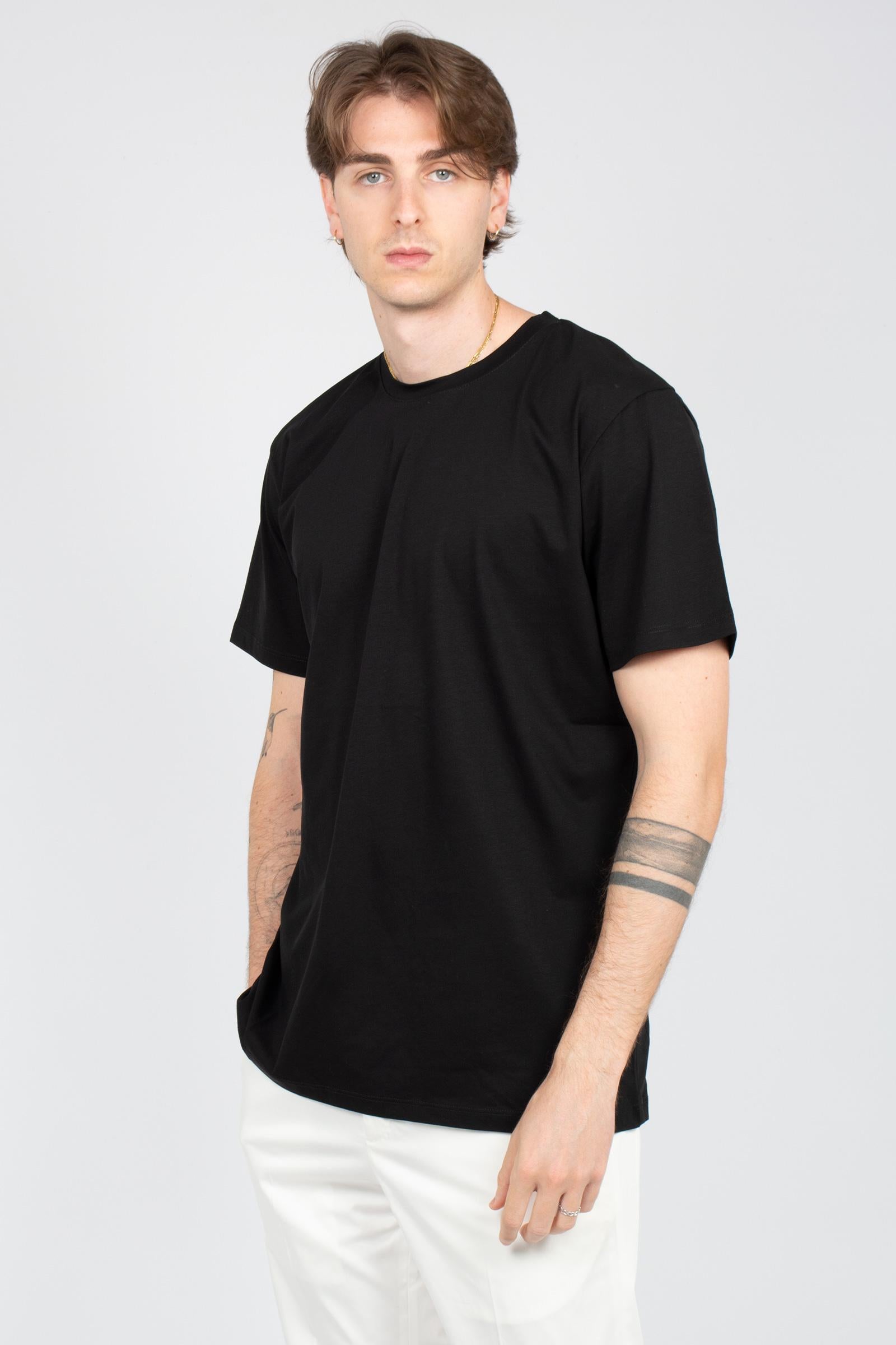 t-shirt in cotone filo di scozia B6AB0067 BLACK AMARANTO 