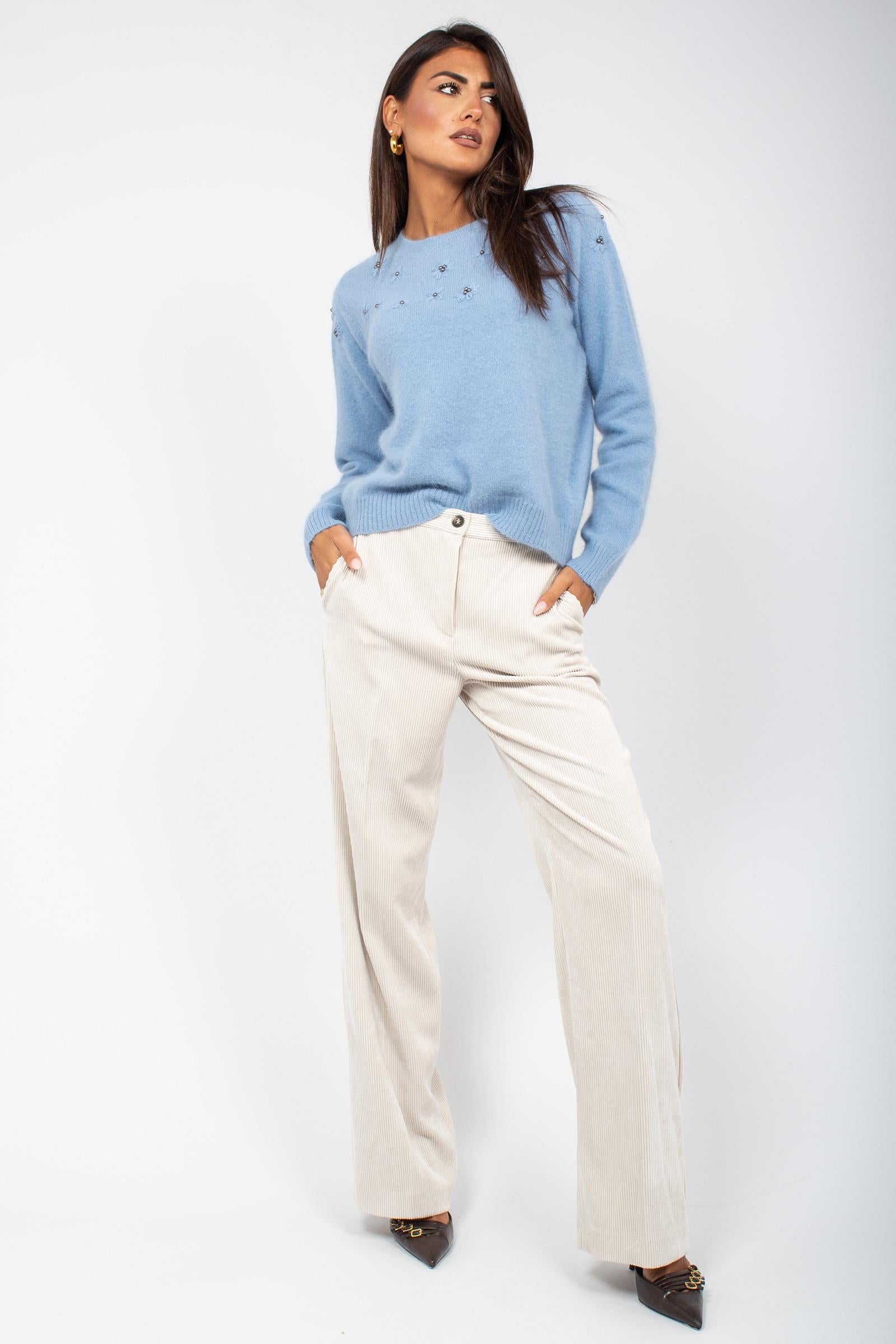 girocollo con ricami in misto lana M213J004944N 04 DIANA GALLESI 