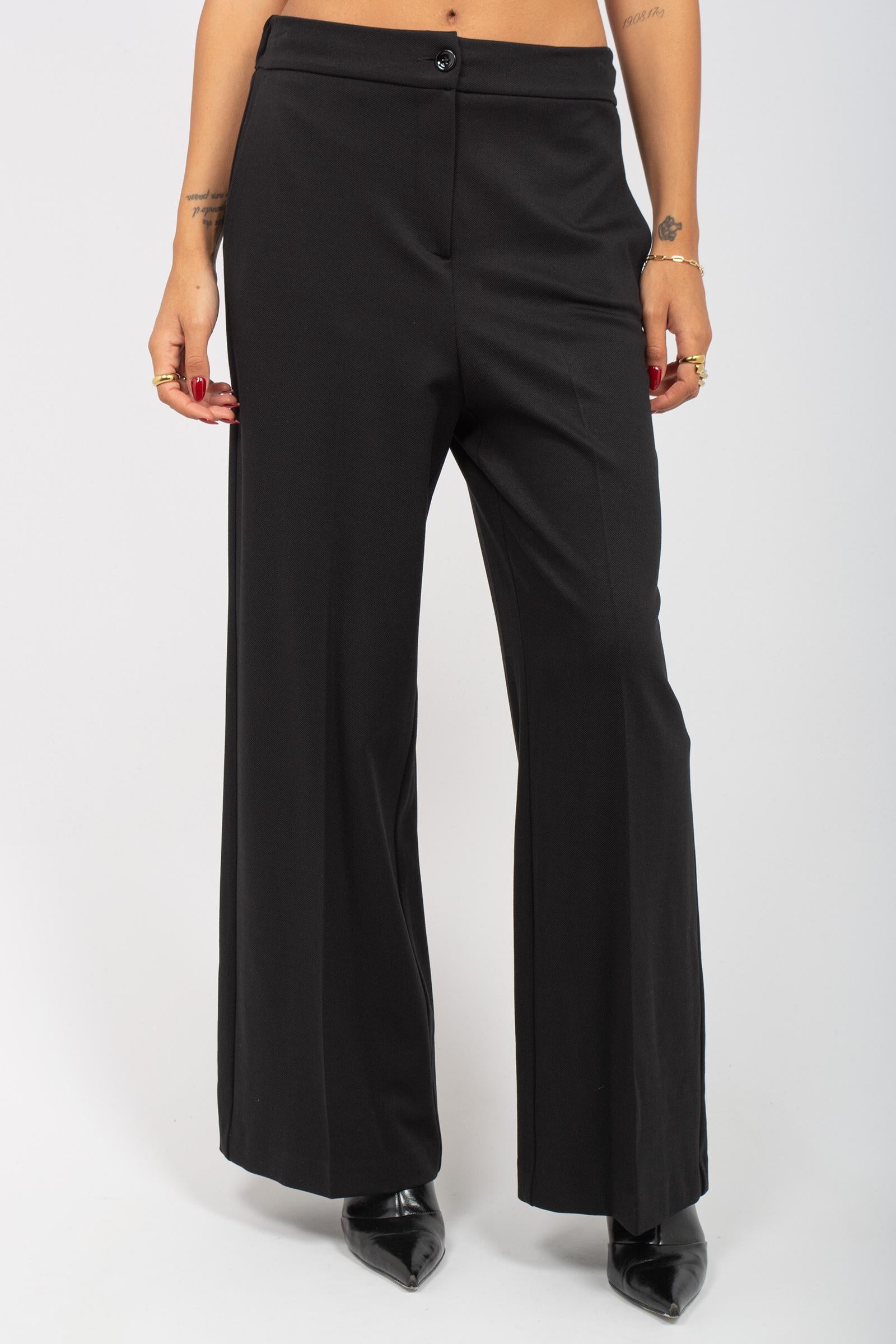 pantalone in gabardine di misto viscosa P821DIAGON NERO SANGERMANO 
