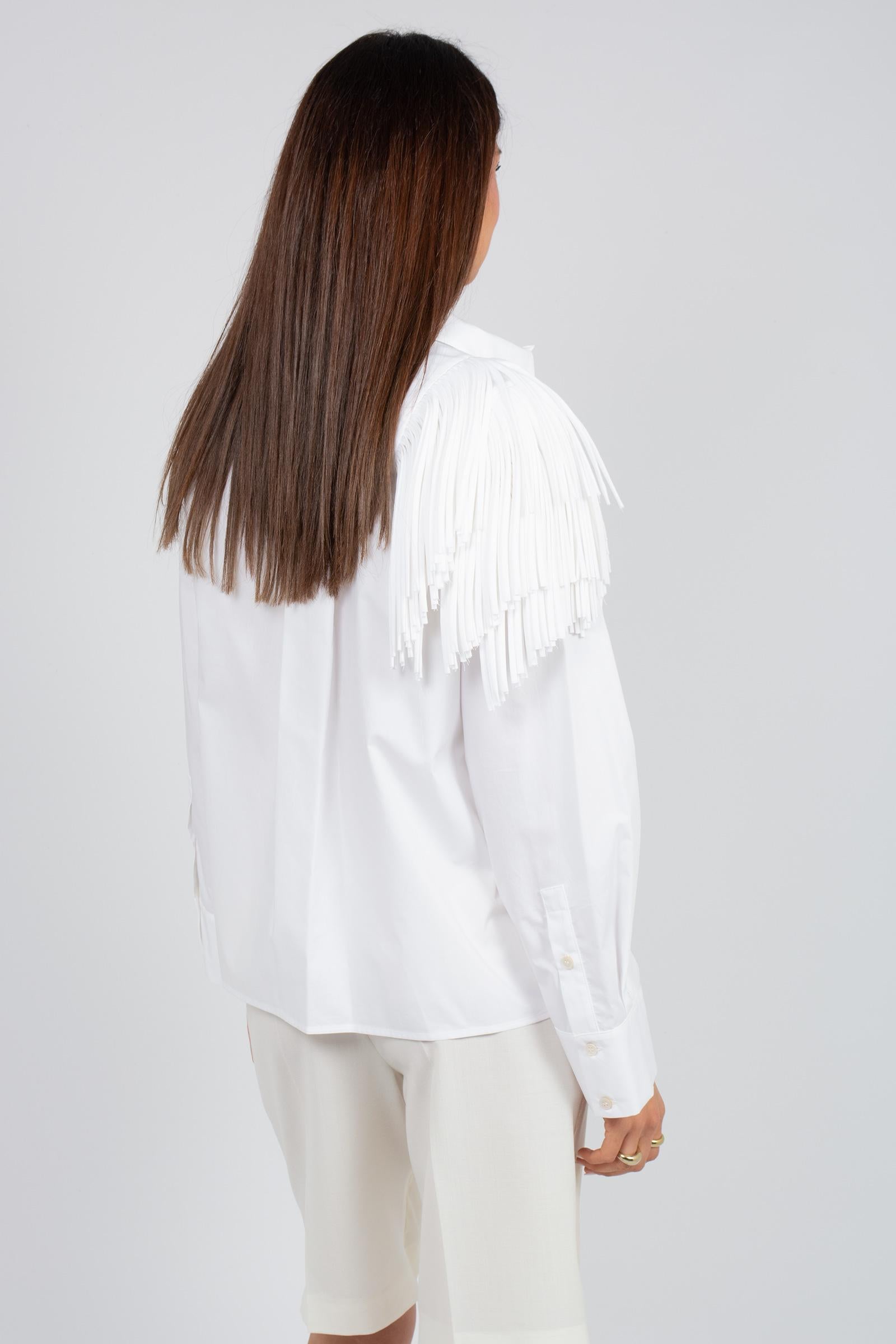 camicia in cotone con frange 'jace' P6SJ02 A01 ERIKA CAVALLINI 