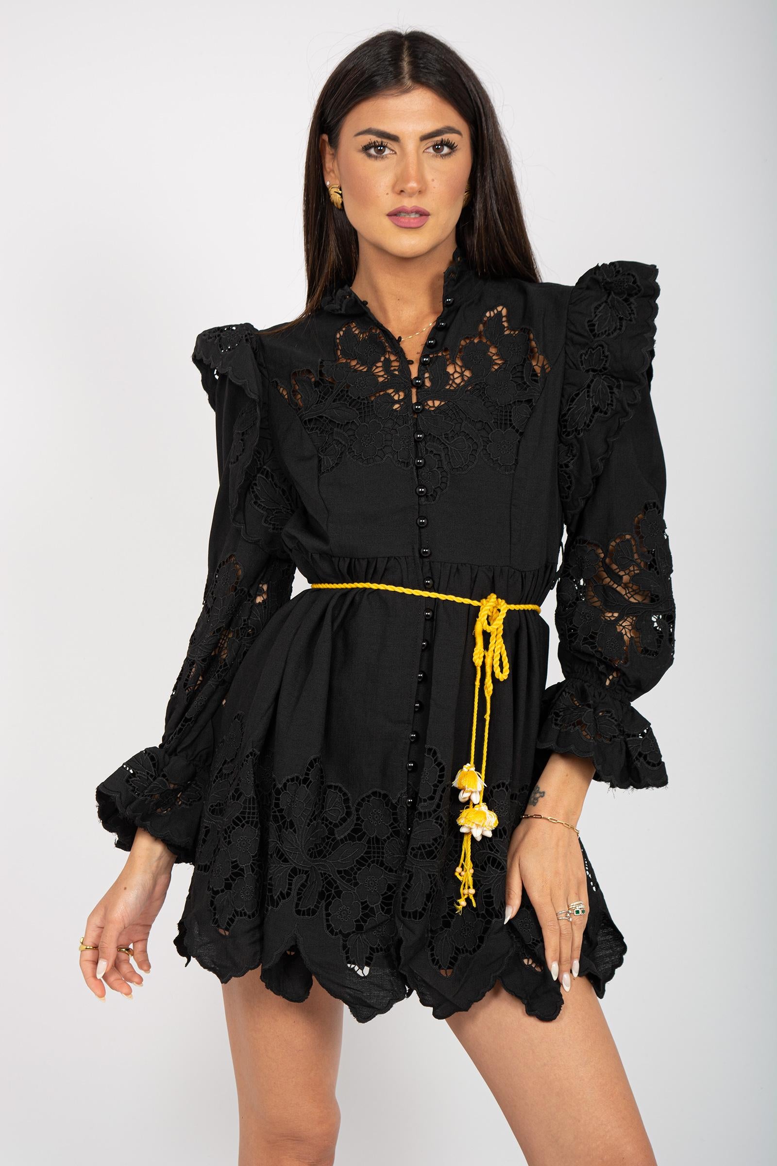 abito in cotone sangallo PATRIZIADRESS BLACK OUI ODILE! 