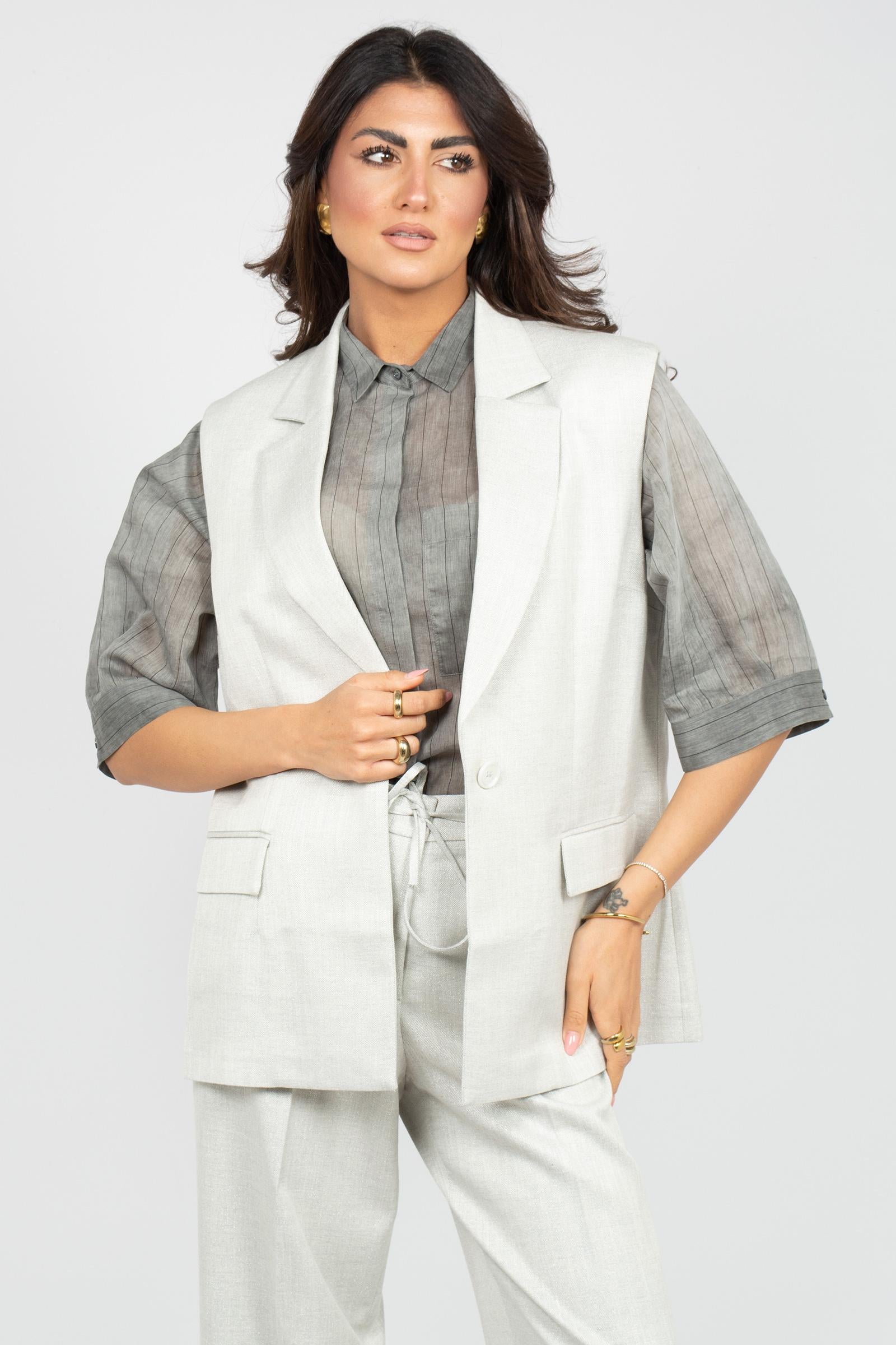 gilet in misto viscosa E26320E 03 BIANCALANCIA 