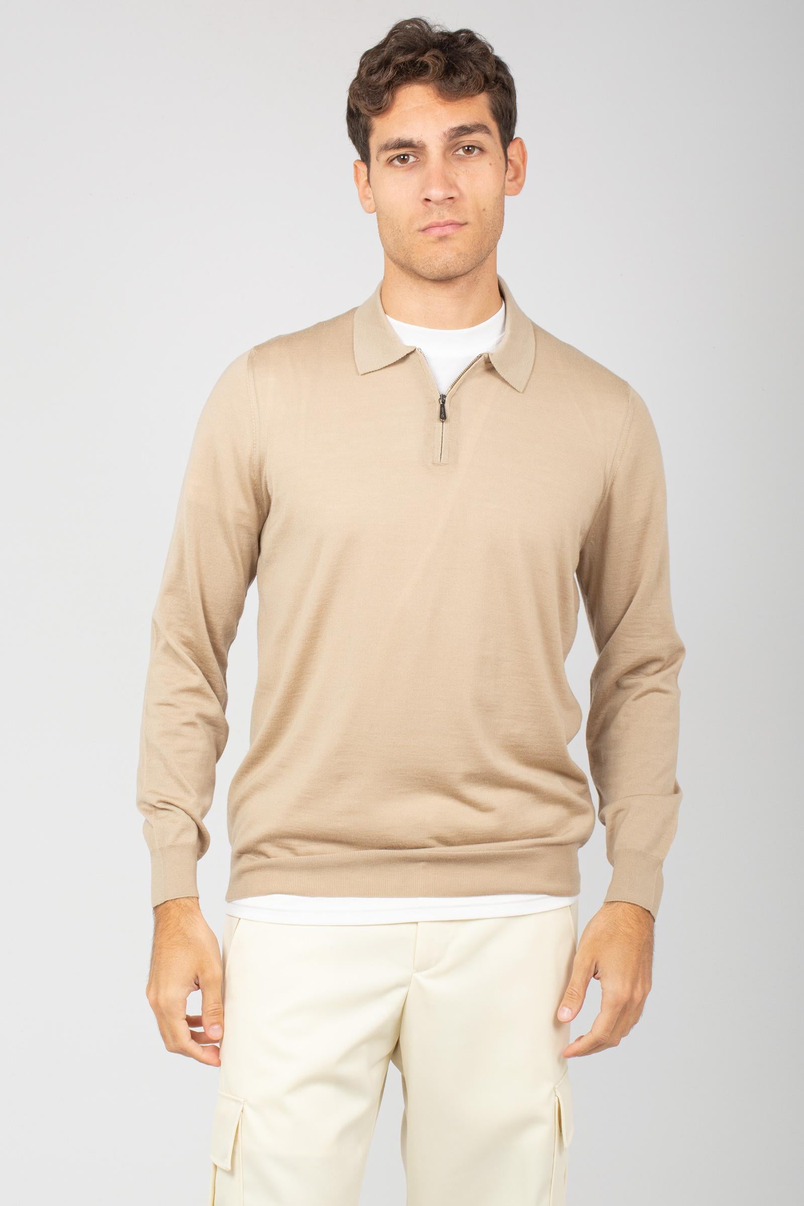 polo con zip in lana merinos ultrafine D0D149 150 DRUMOHR 