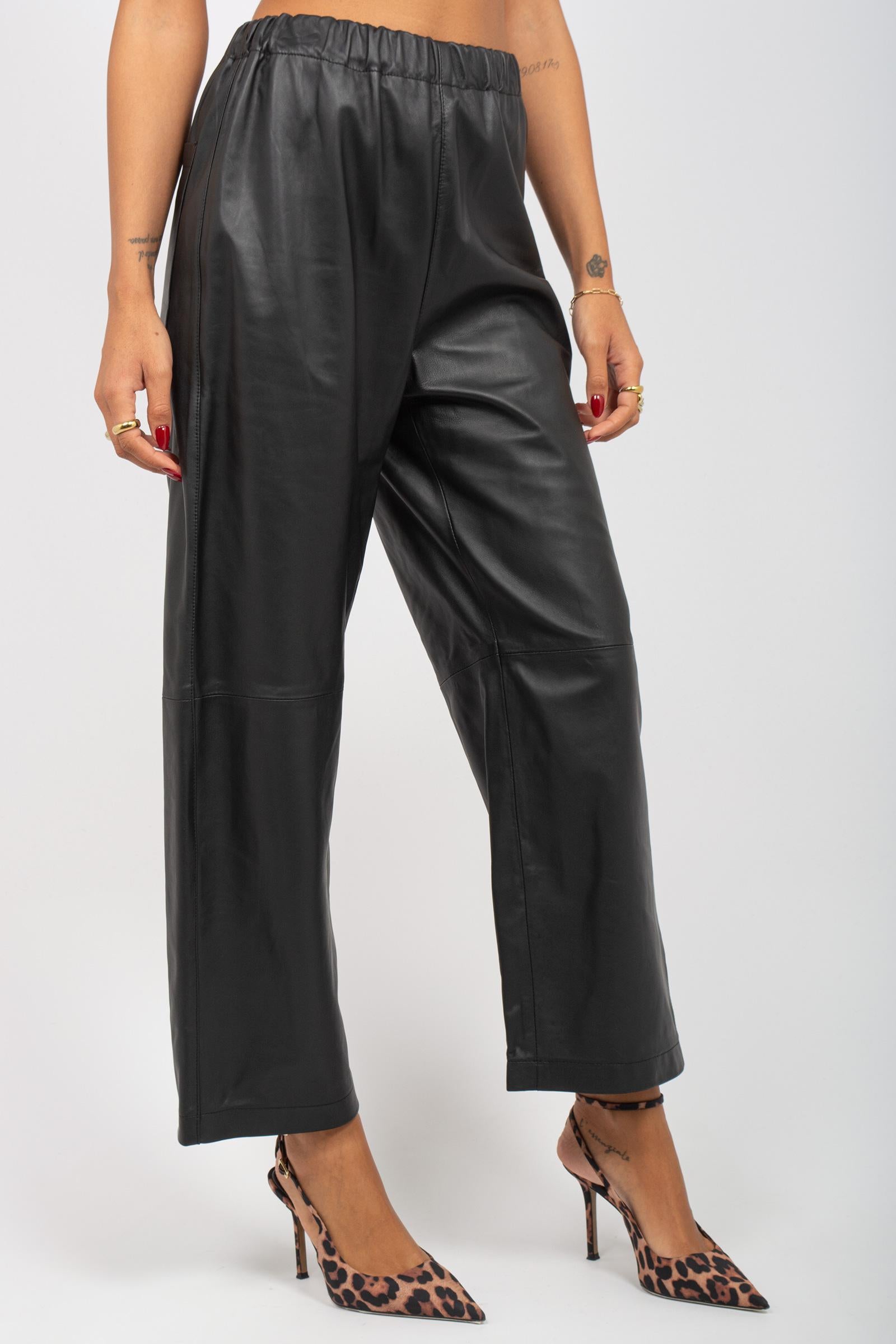 pantalone in pelle M1F0047 NERO SOLOTRE 