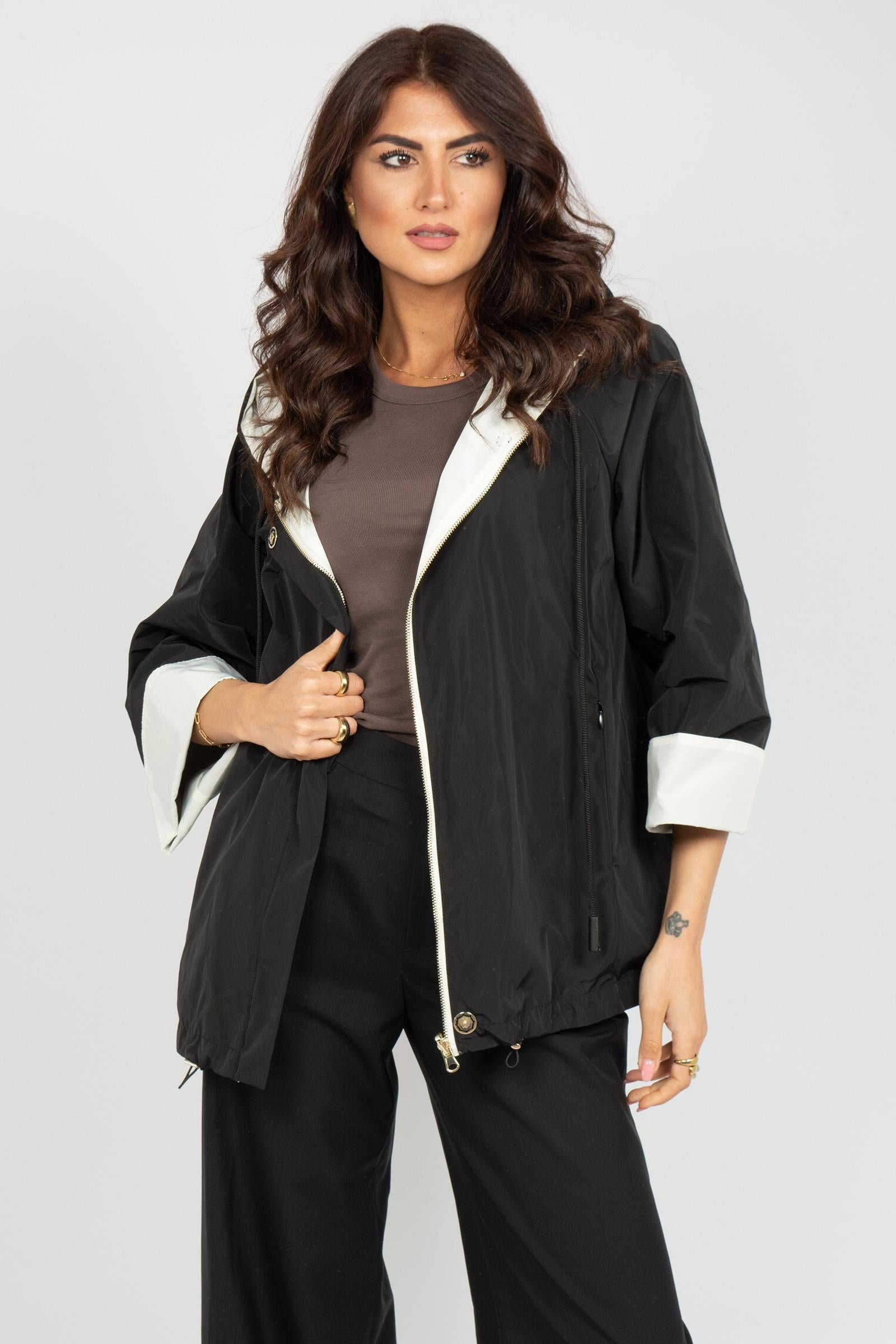 piumino leggero con cappuccio GB110JAZZ NERO SANGERMANO 