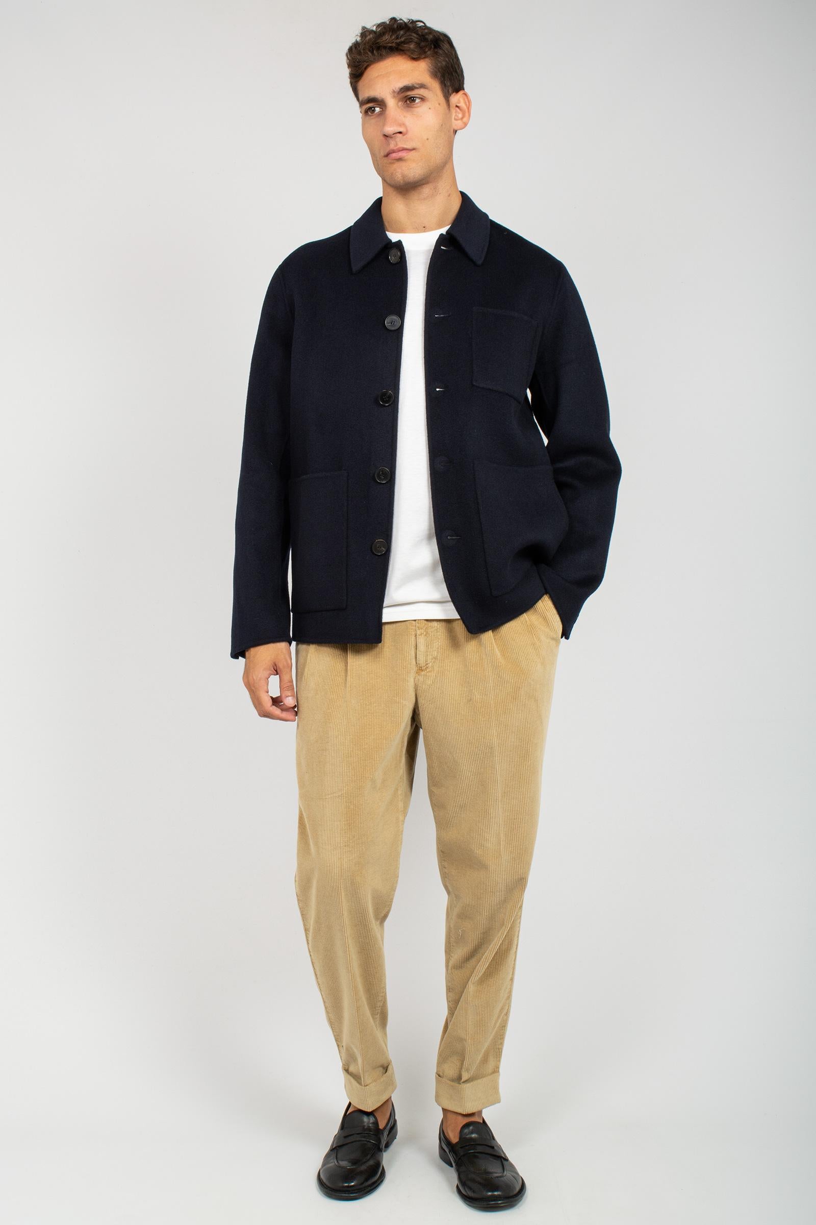 giacca con bottoni in panno di lana B6F0010 NAVY AMARANTO 