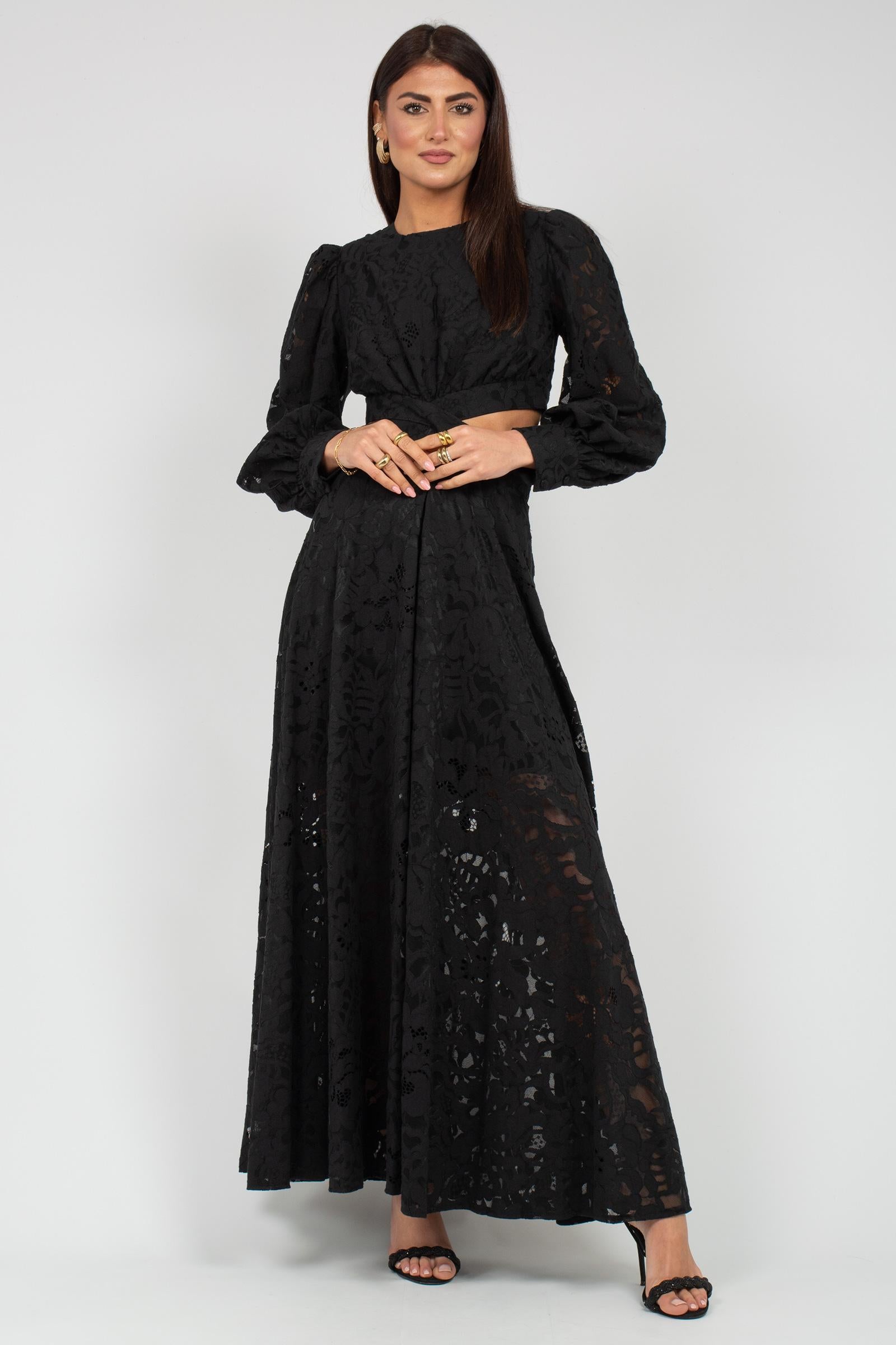 abito cut out in pizzo nero AB4129ART16201 BLACK ACTUALEE 