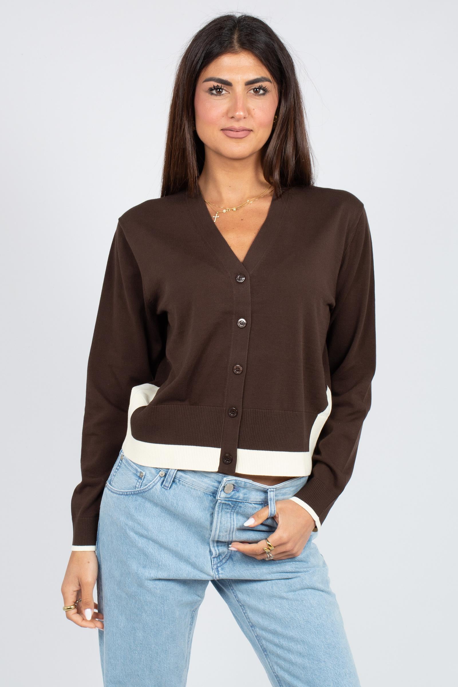 cardigan in filo 'amanda' Y6SA26 A10V1 SEMICOUTURE 