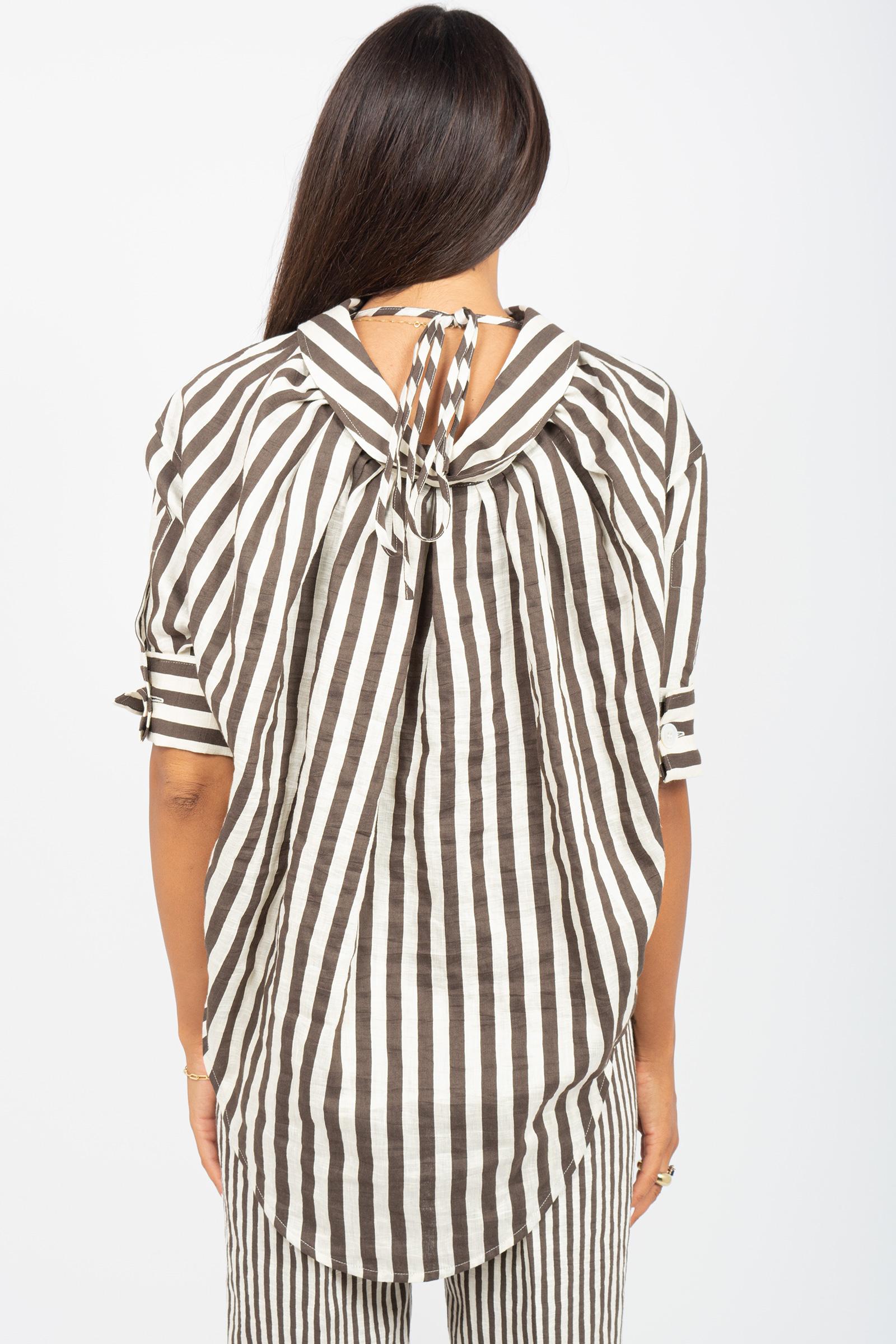 camicia a righe in misto lino CA1433330049 250 SEVENTY 
