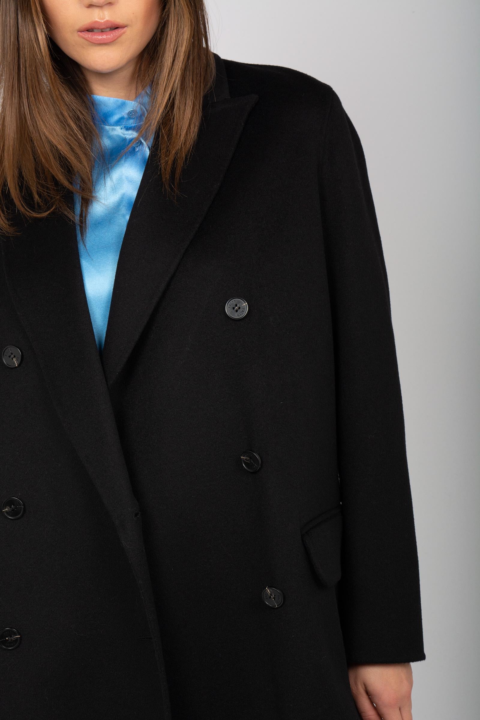 cappotto in panno di lana 'arianna' B51PDARIADOU NERO PALTO' 