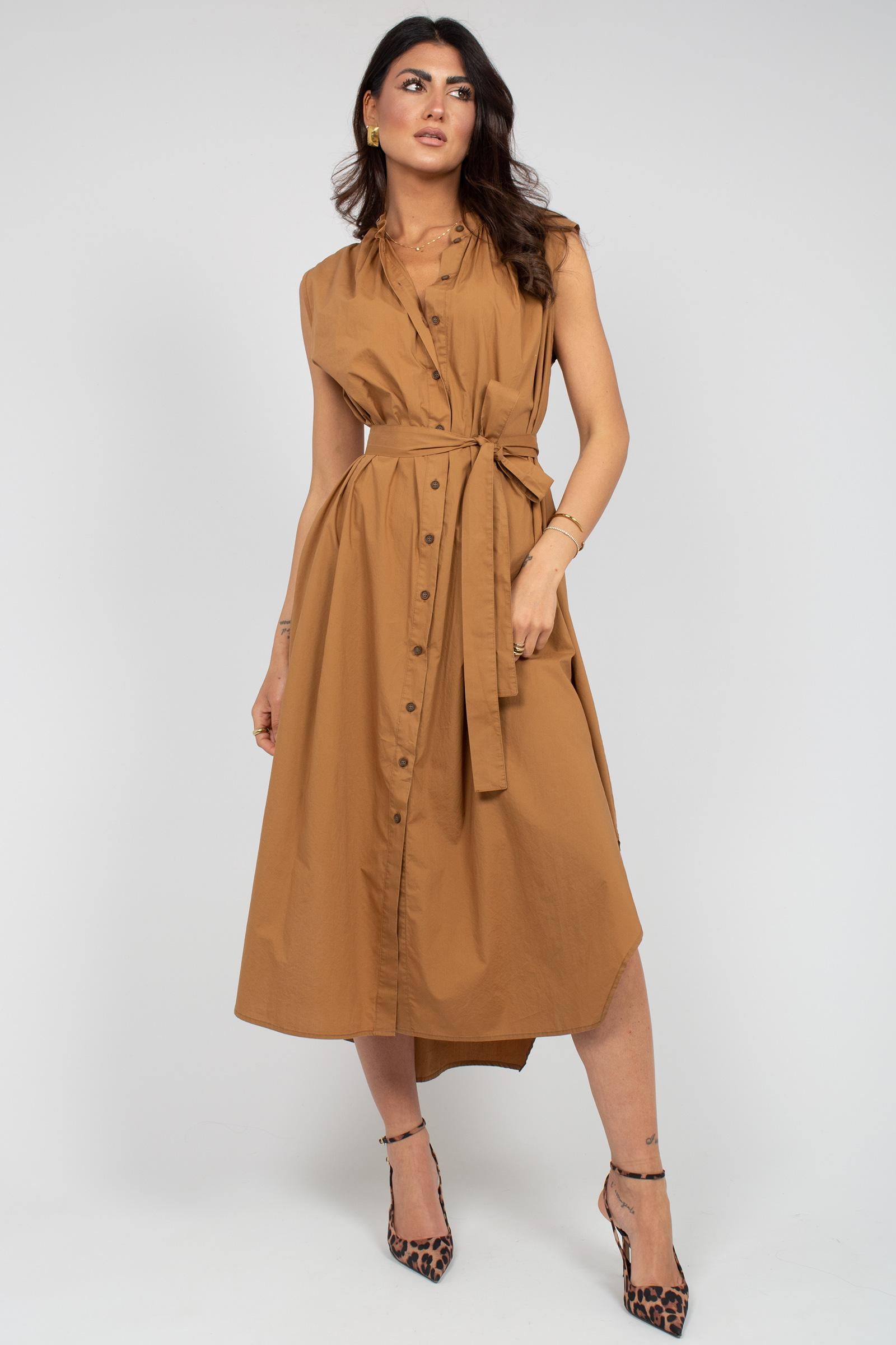 abito lungo in cotone con cintura VENNY307 1352 HANAMI D'OR 