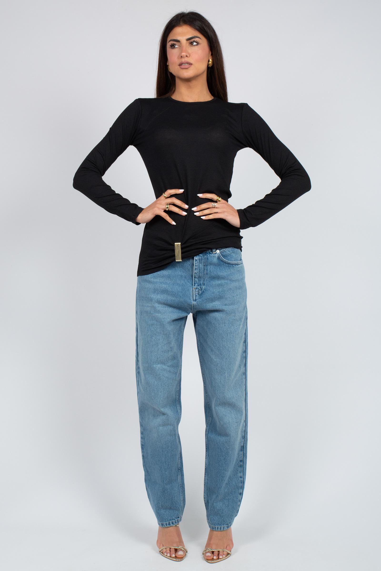t-shirt ml con monile 'reina' Y6SJ21 Y69 SEMICOUTURE 