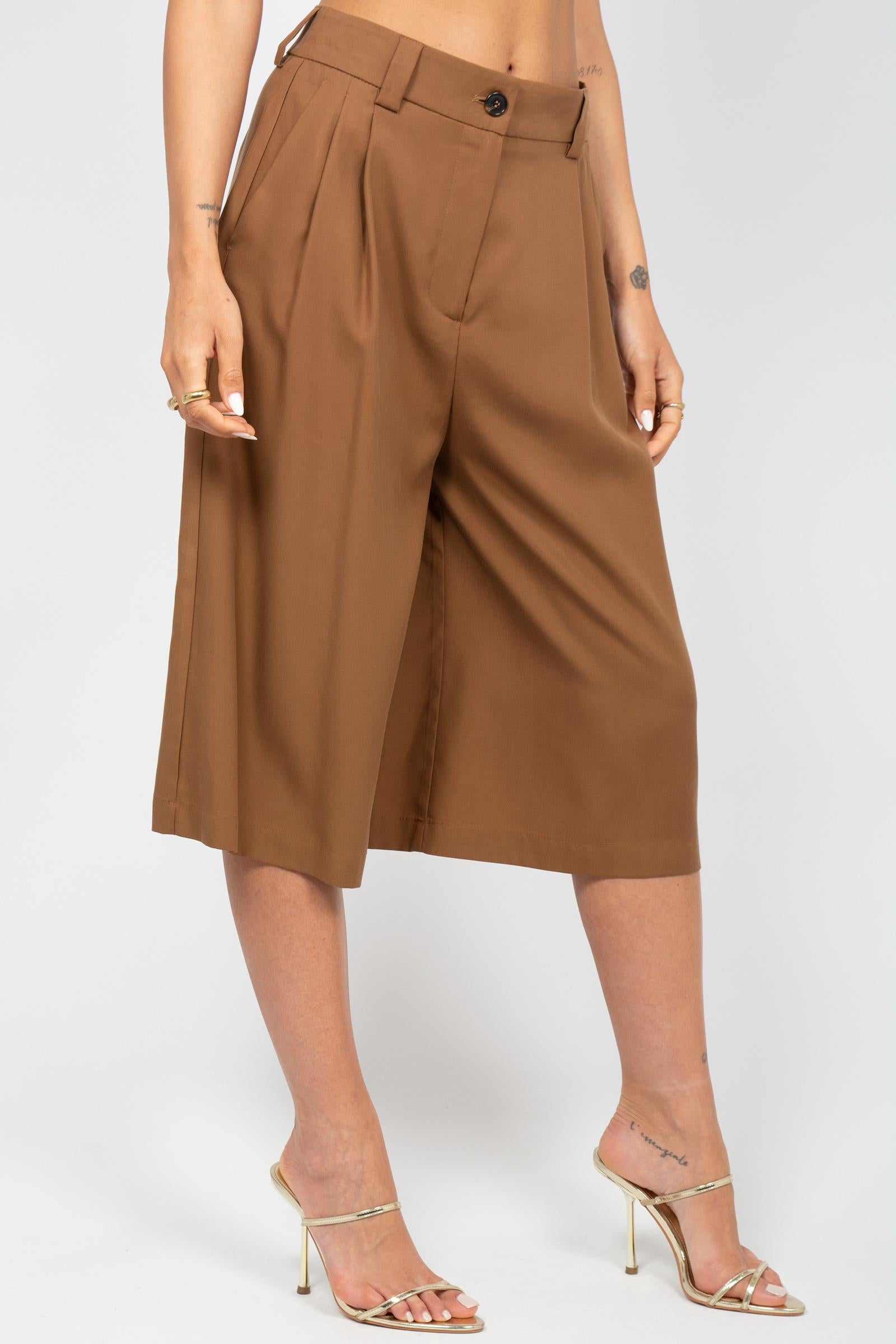 bermuda con pince in viscosa M1AB0082 BRUCIATO SOLOTRE 