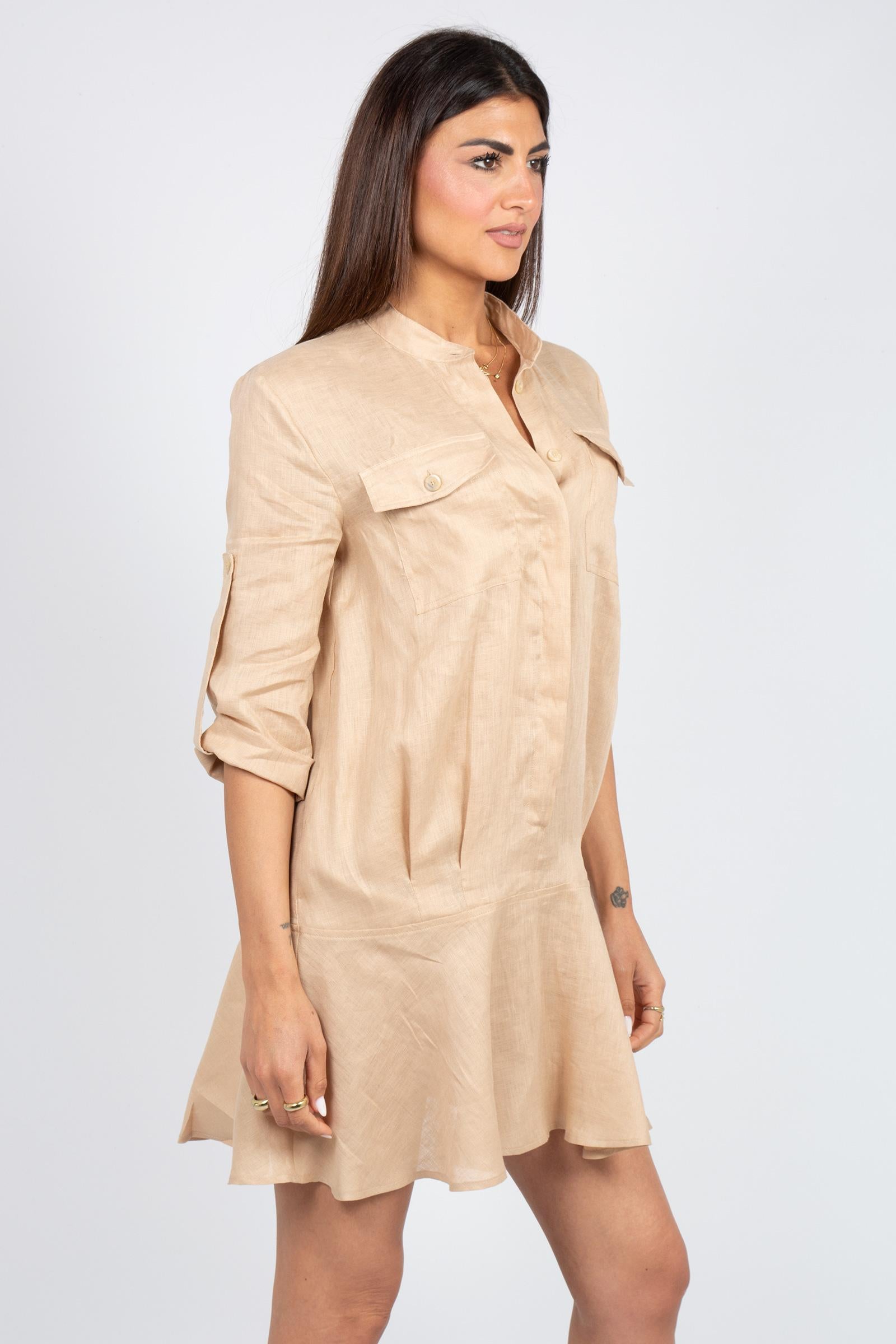 abito corto in lino carola' S6SN20 V64 SEMICOUTURE 