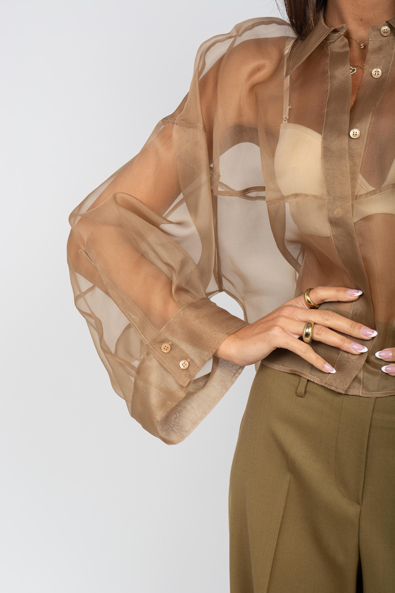 camicia oversize in organza di seta 'pia' E5WS04 T20 ERIKA CAVALLINI 