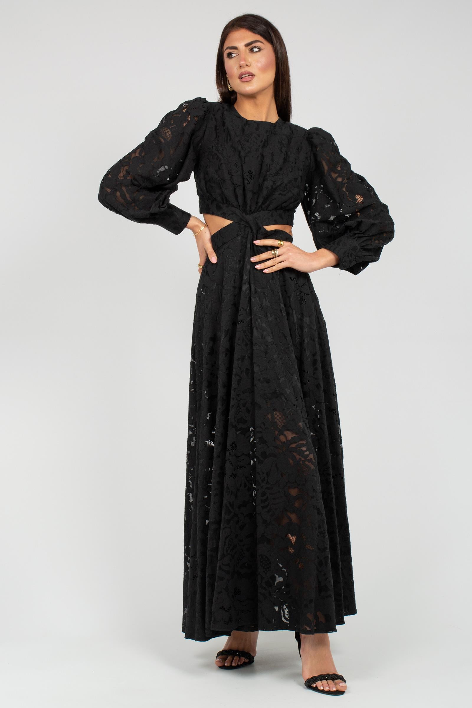 abito cut out in pizzo nero AB4129ART16201 BLACK ACTUALEE 
