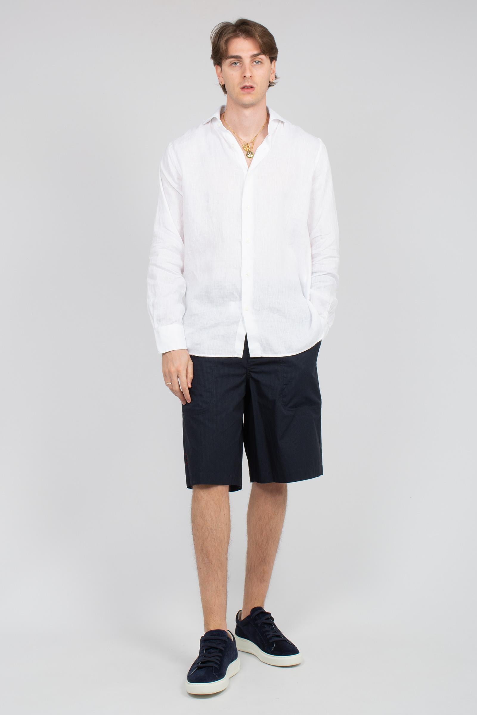 bermuda con pince in cotone B6AB0027 BLUE AMARANTO 