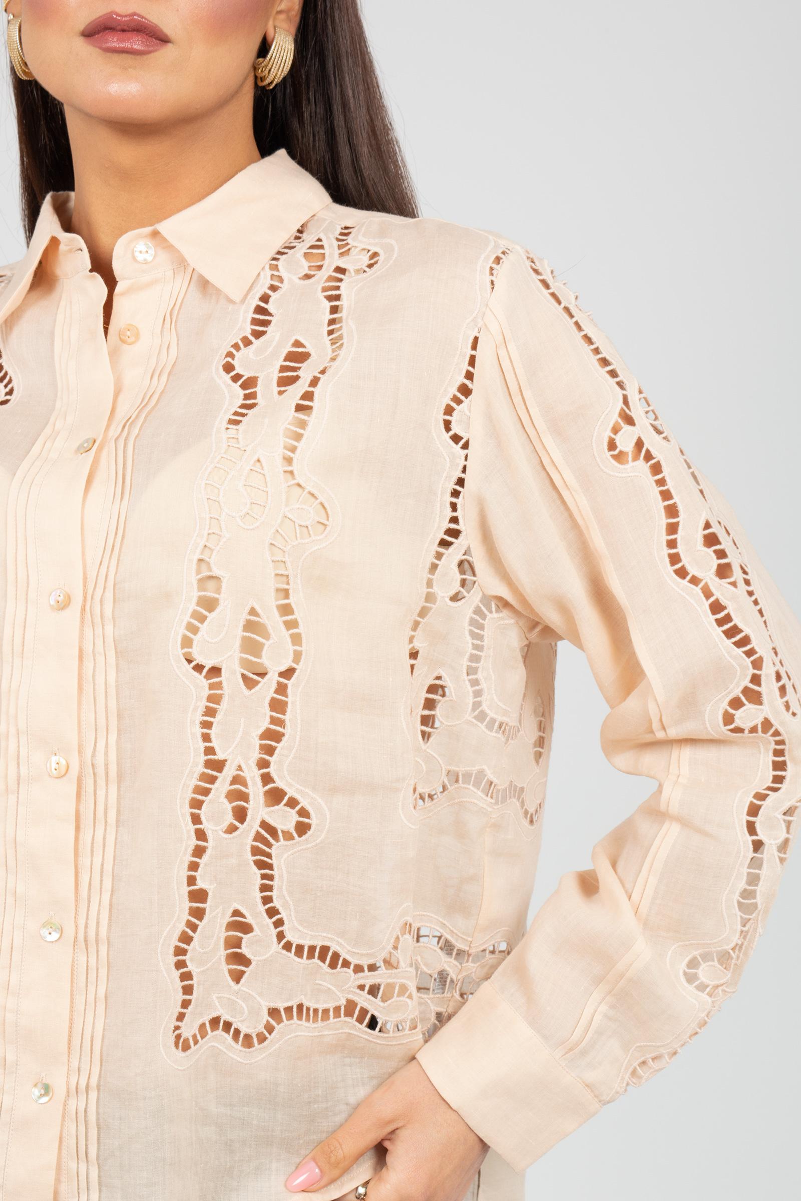 camicia in ramie ricamato CA149550300055 510 SEVENTY 