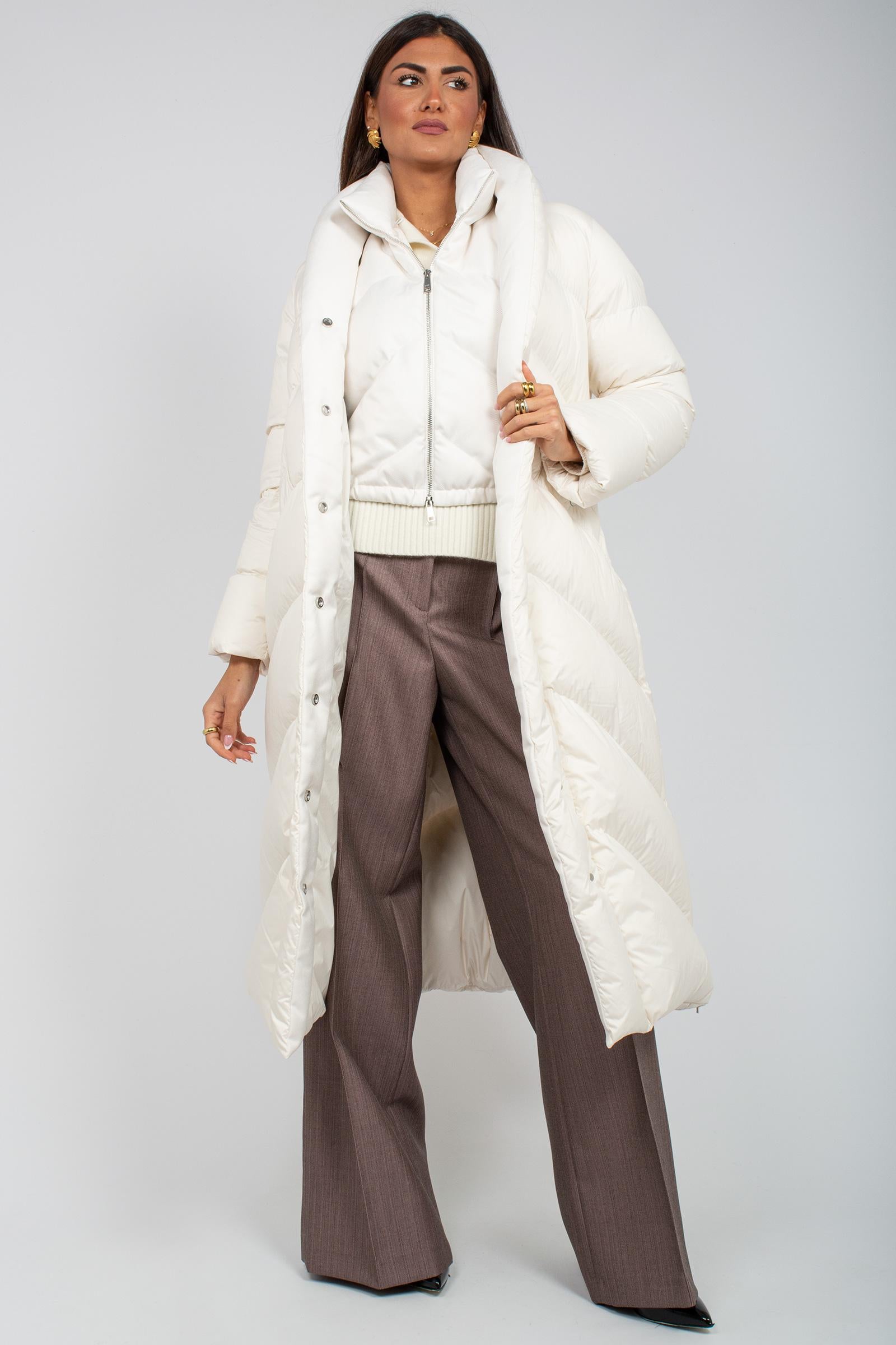 piumino lungo con cappuccio in nylon 12AWH445 RICE ADD 