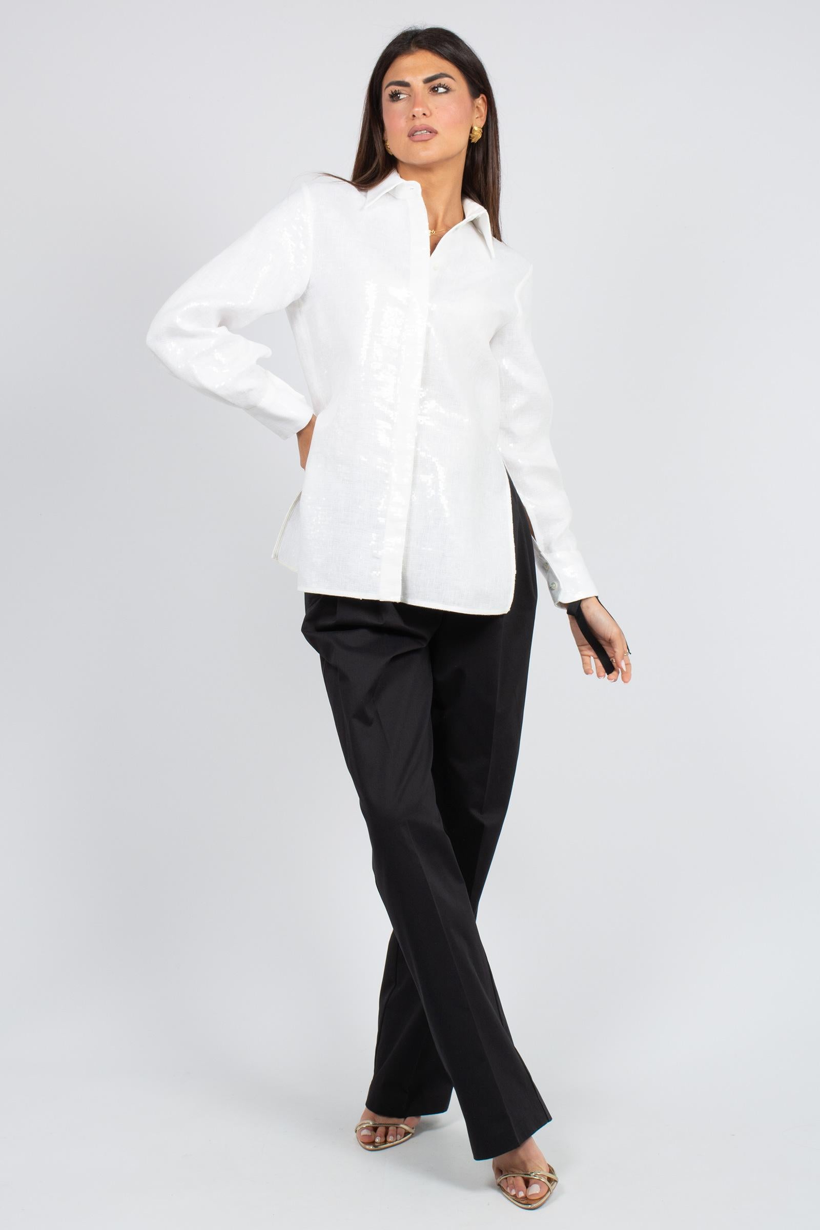 camicia in lino e pailettes 'karissa' S6SO03 A03 SEMICOUTURE 
