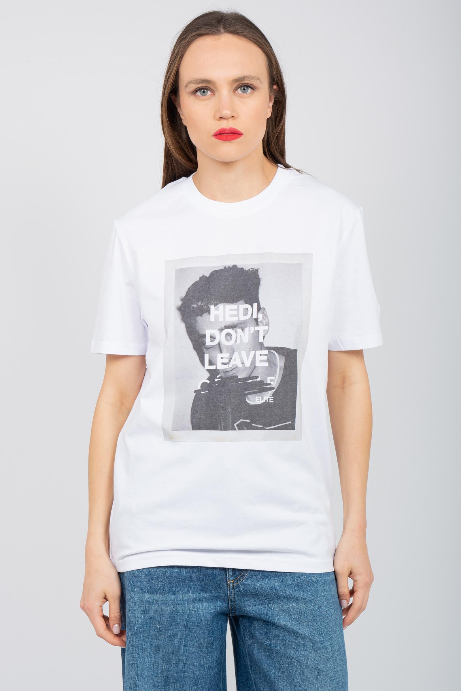 t-shirt in cotone con stampa hedi slimane UTEE808HEDI WHT ELITE 