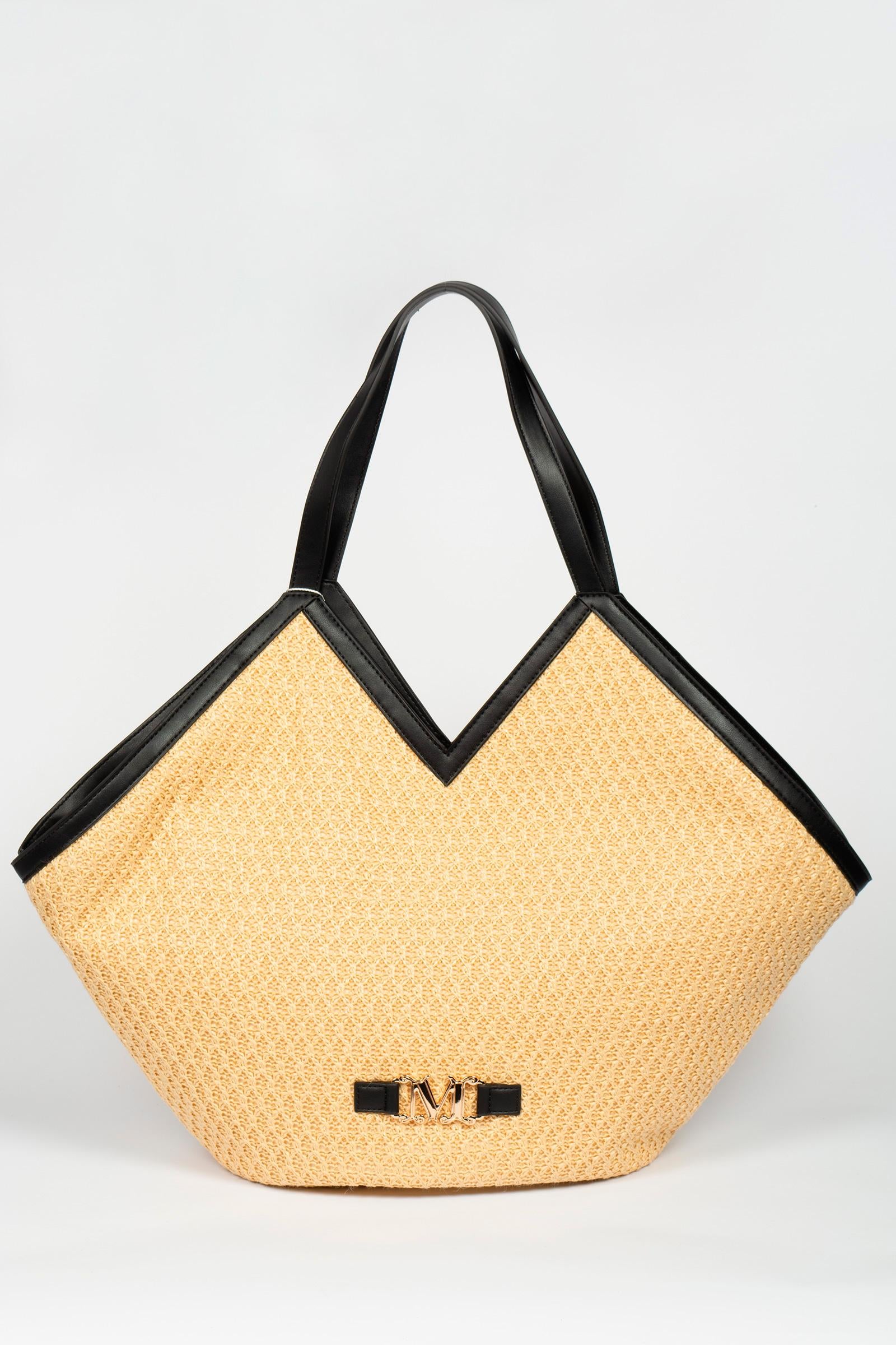 Shopper in rafia ed ecopelle 'bruno' 2616511079600 001 MAXMARA BEACHWARE 