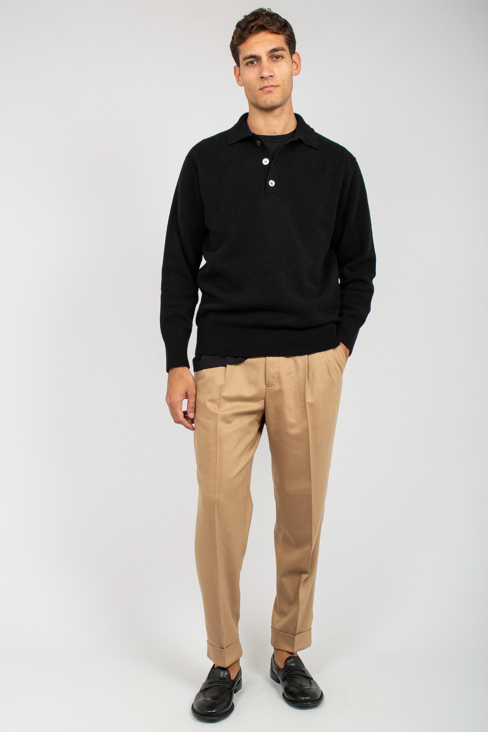 polo in lana B9F0102 NERO AMARANTO 