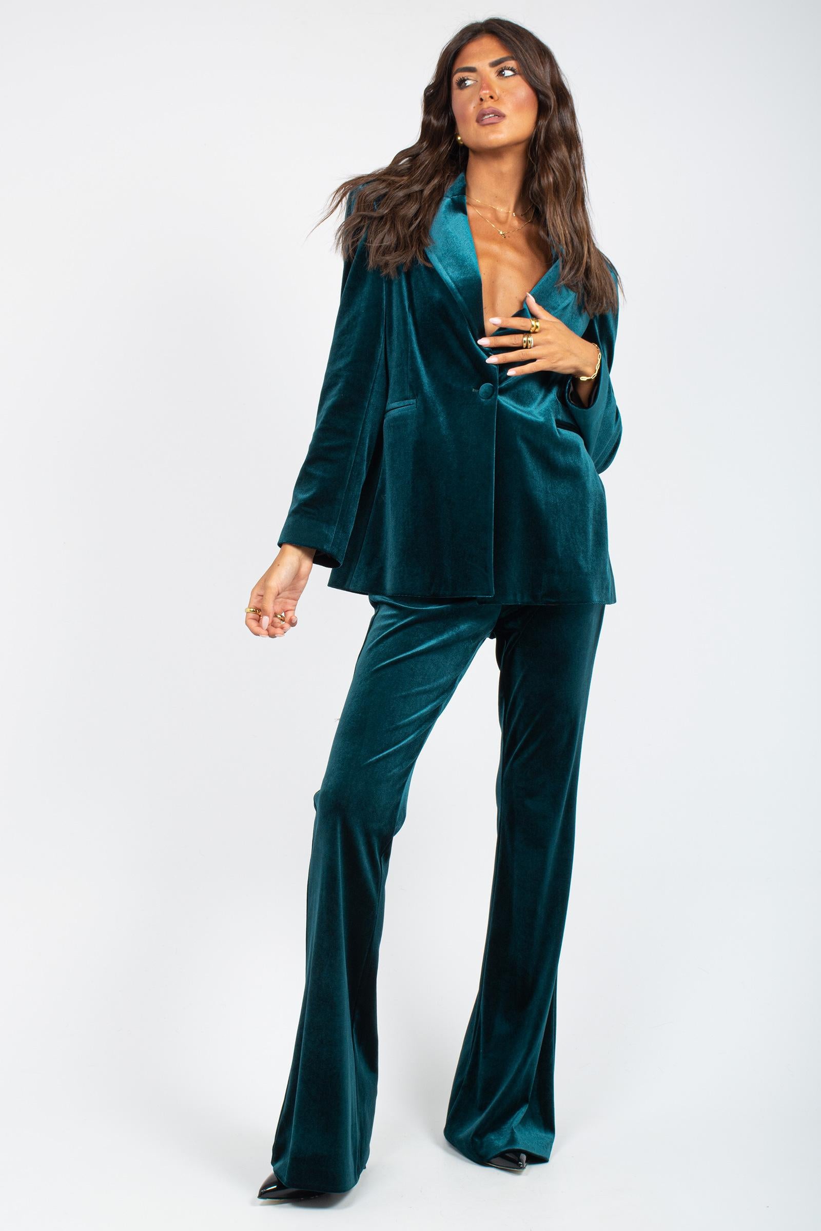 pantalone in velluto PA3022ARTPA026 EMERALD ACTUALEE 