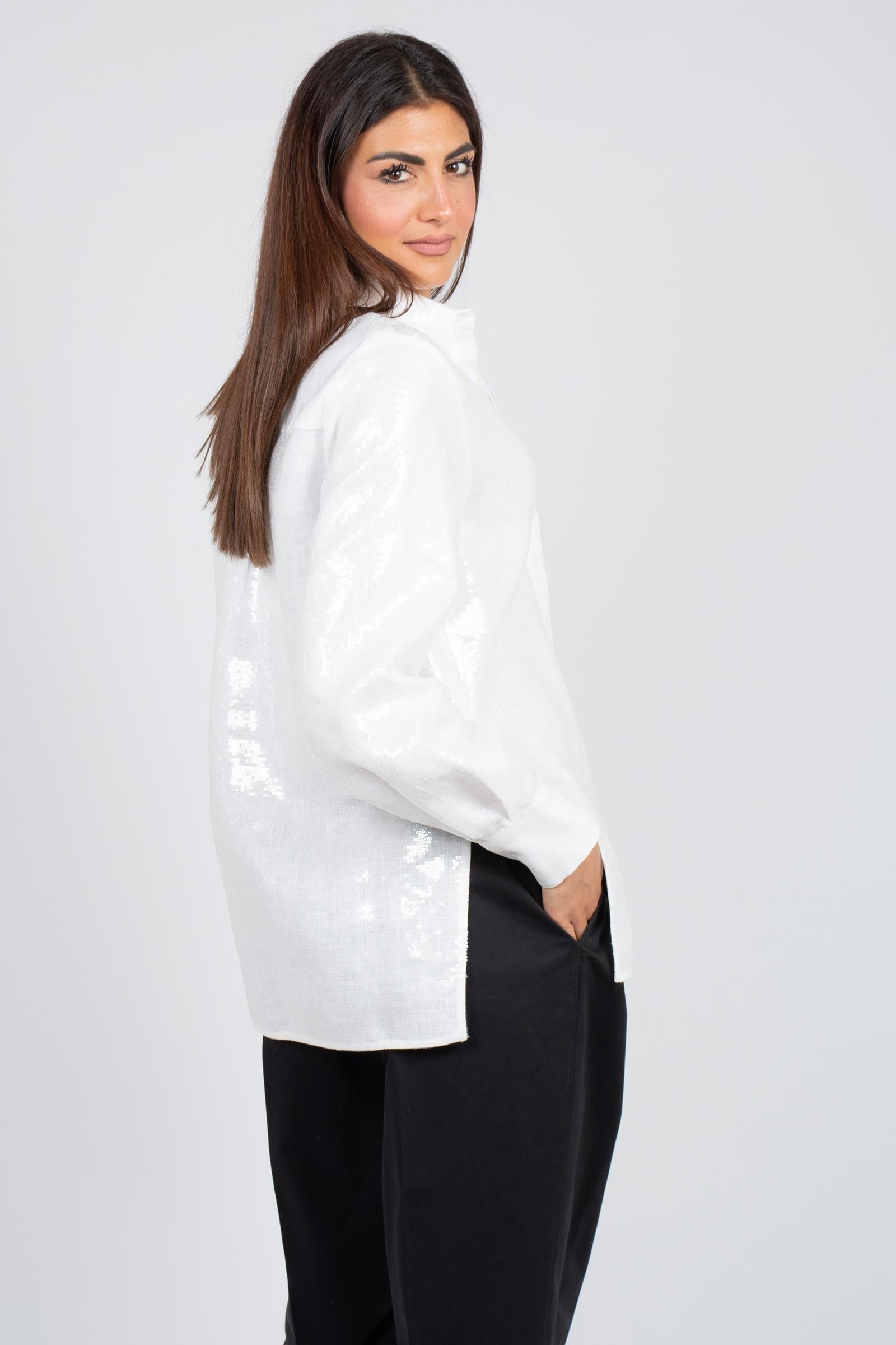 camicia in lino e pailettes 'karissa' S6SO03 A03 SEMICOUTURE 