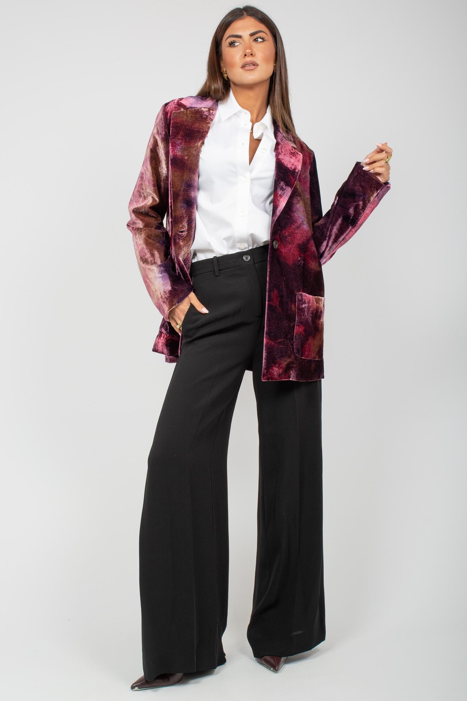 giacca in velluto stamapato 253F56011 VIOLA ROBERTO COLLINA 