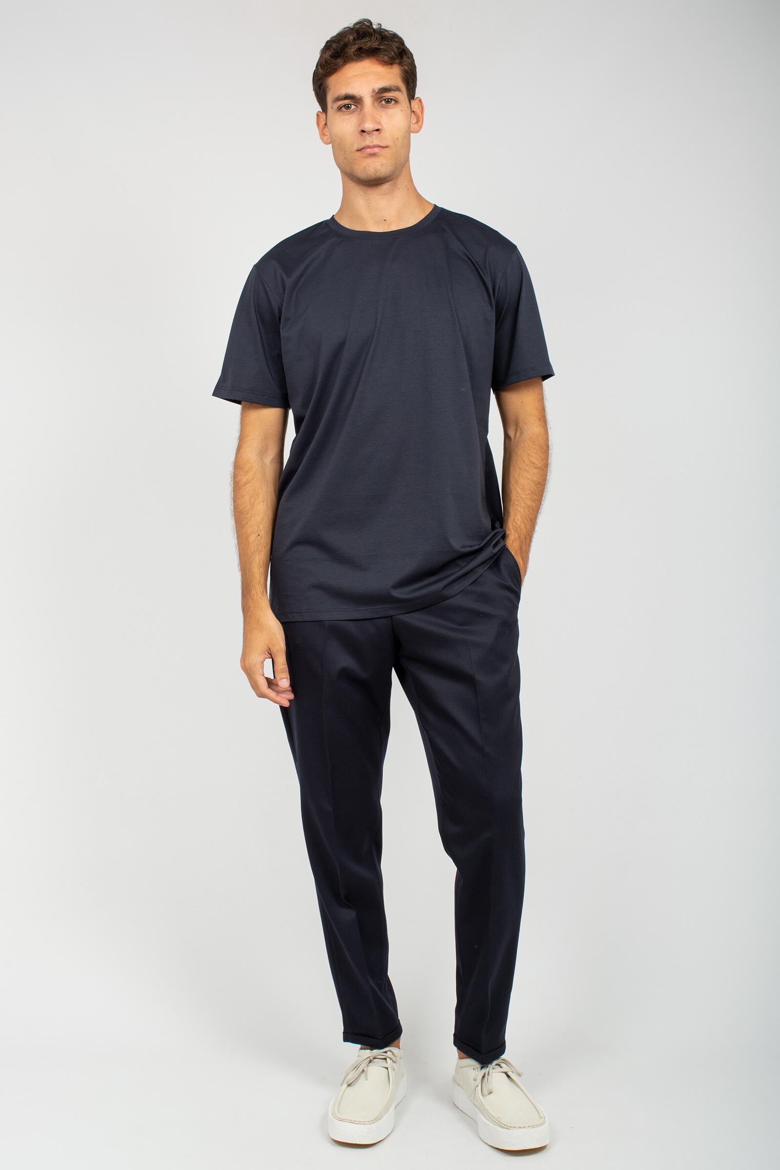 t-shirt in cotone B6F0049 NAVY AMARANTO 