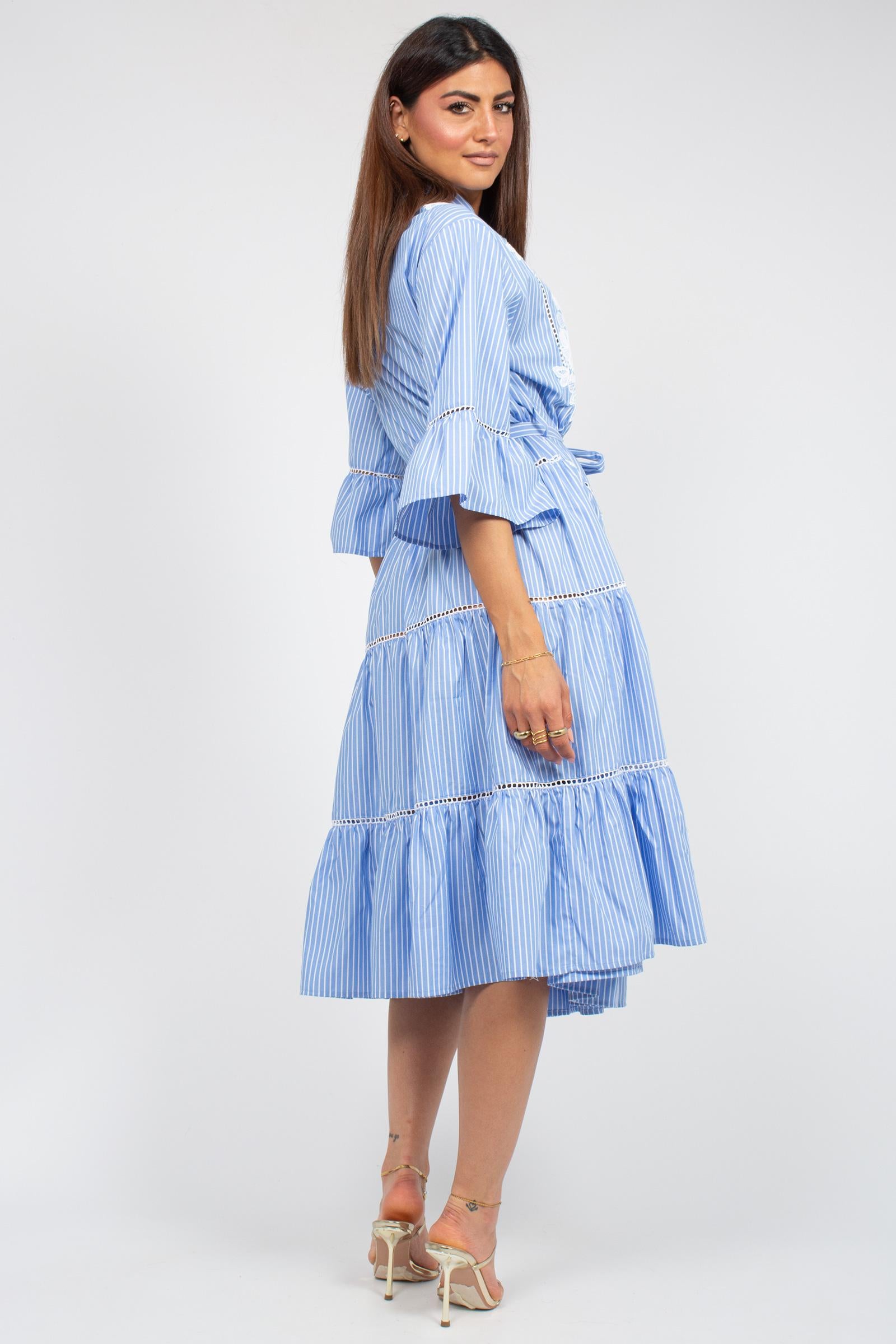 abito in cotone a righe D48EQ064CCET1 07310 ERMANNO - ERMANNO SCERVINO 